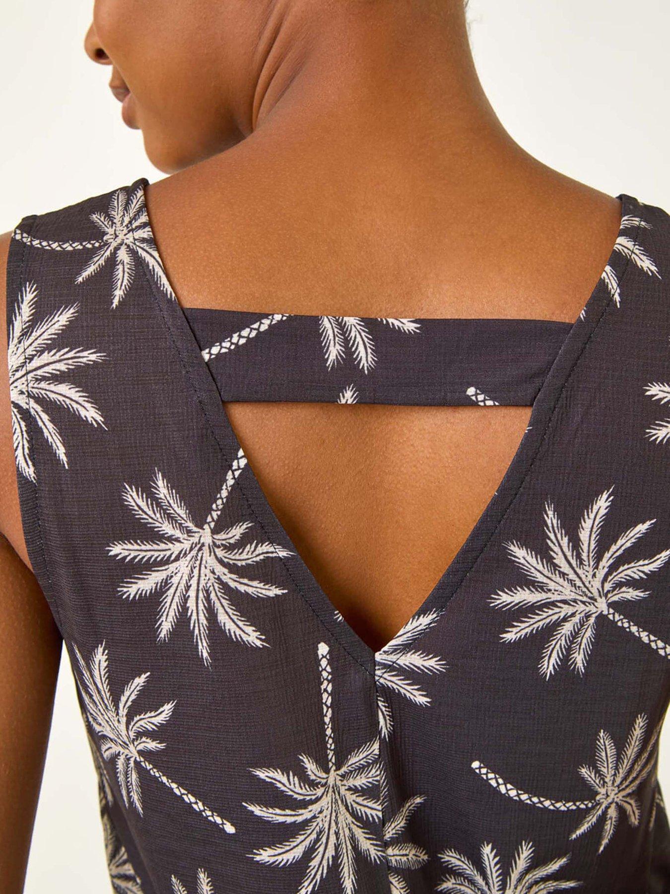 Image 5 of 5 of Roman Palm Tree Bar Back Vest Top - Black