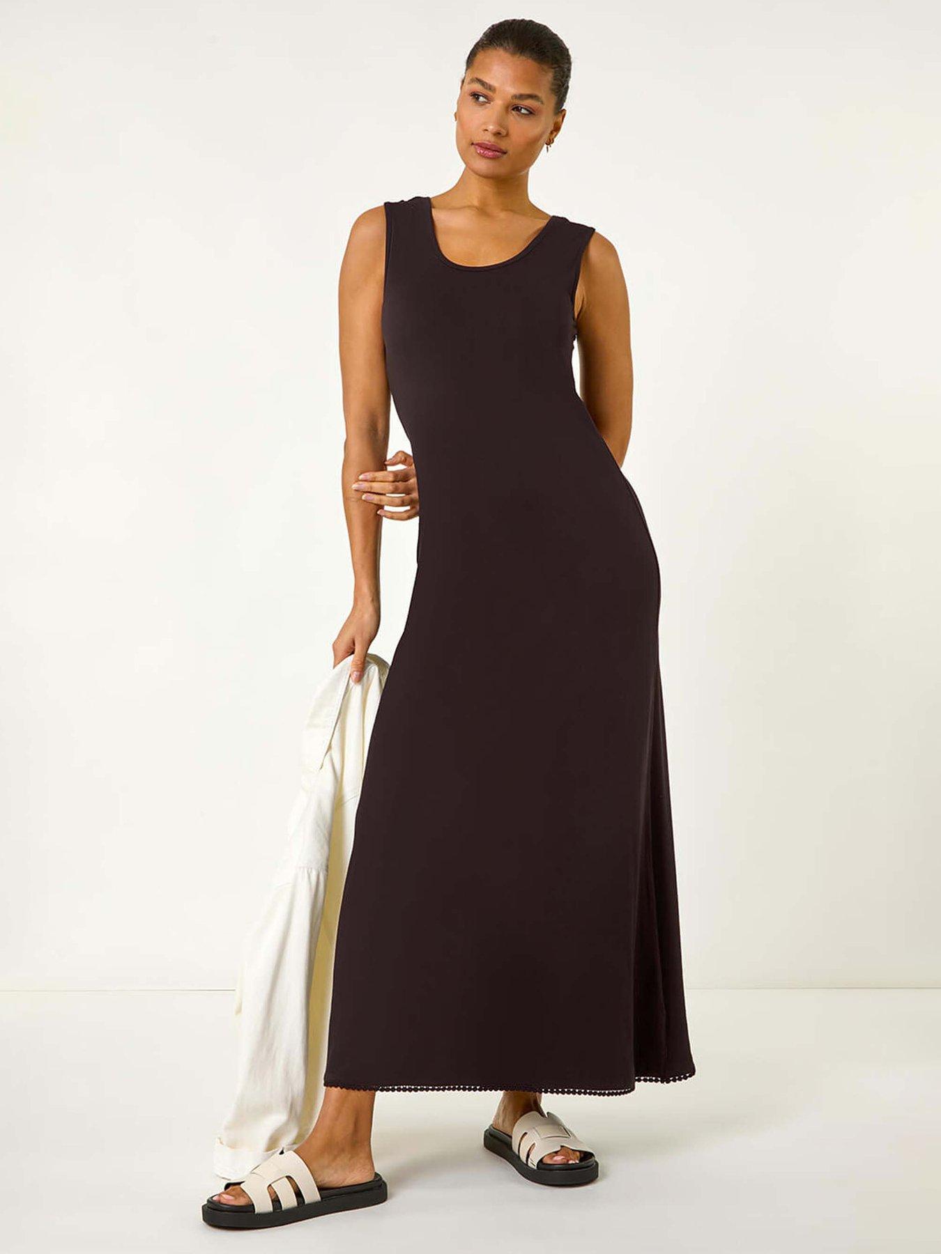 Image 1 of 5 of Roman Lace Detail Swing Maxi Dress - Black