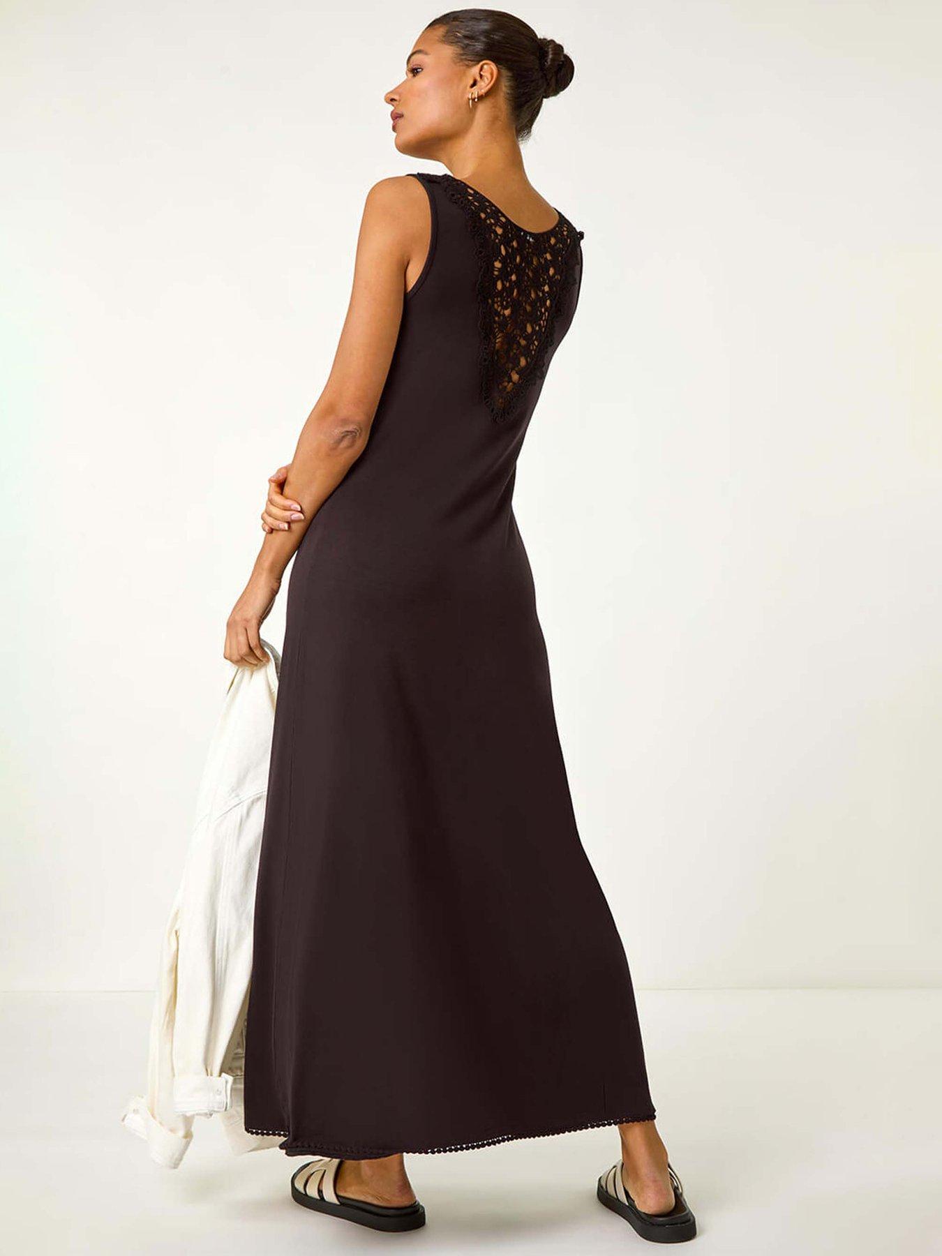 Image 2 of 5 of Roman Lace Detail Swing Maxi Dress - Black