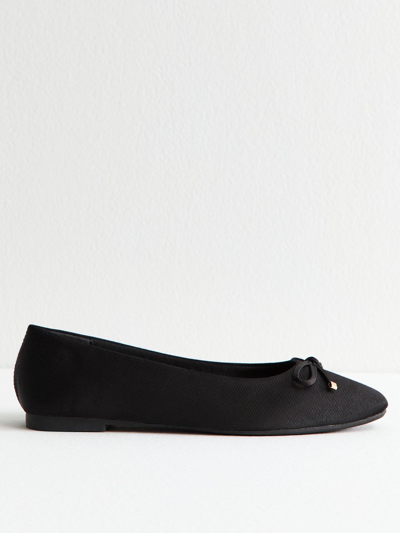 undefined Grosgrain Bow Embellished Ballerina Flats - Black