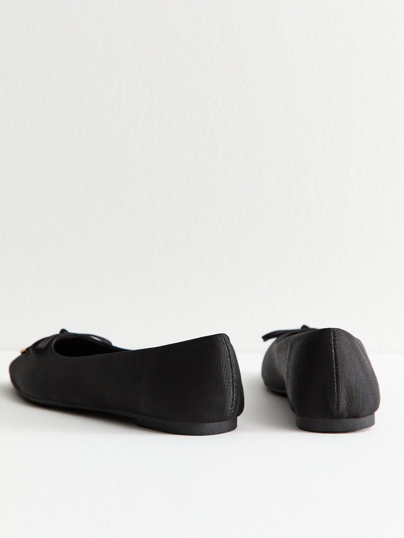 Image 2 of 6 of New Look Grosgrain Bow Embellished Ballerina Flats - Black