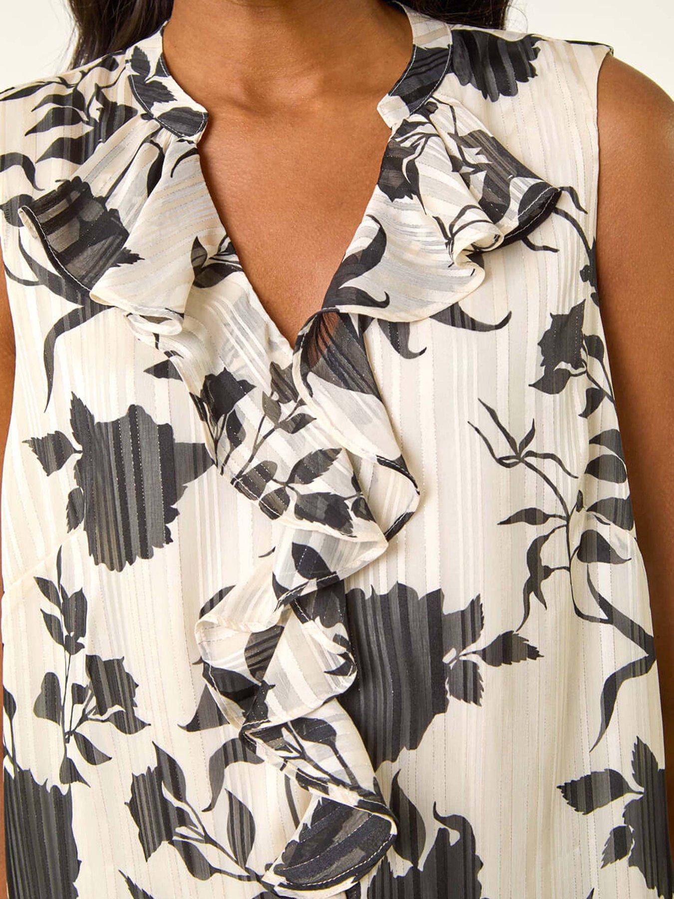Image 5 of 5 of Roman Ruffle Front Vest Top - Black