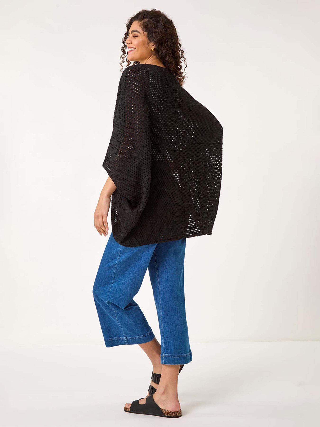 Image 2 of 5 of Roman Crochet Tunic Cardigan - Black