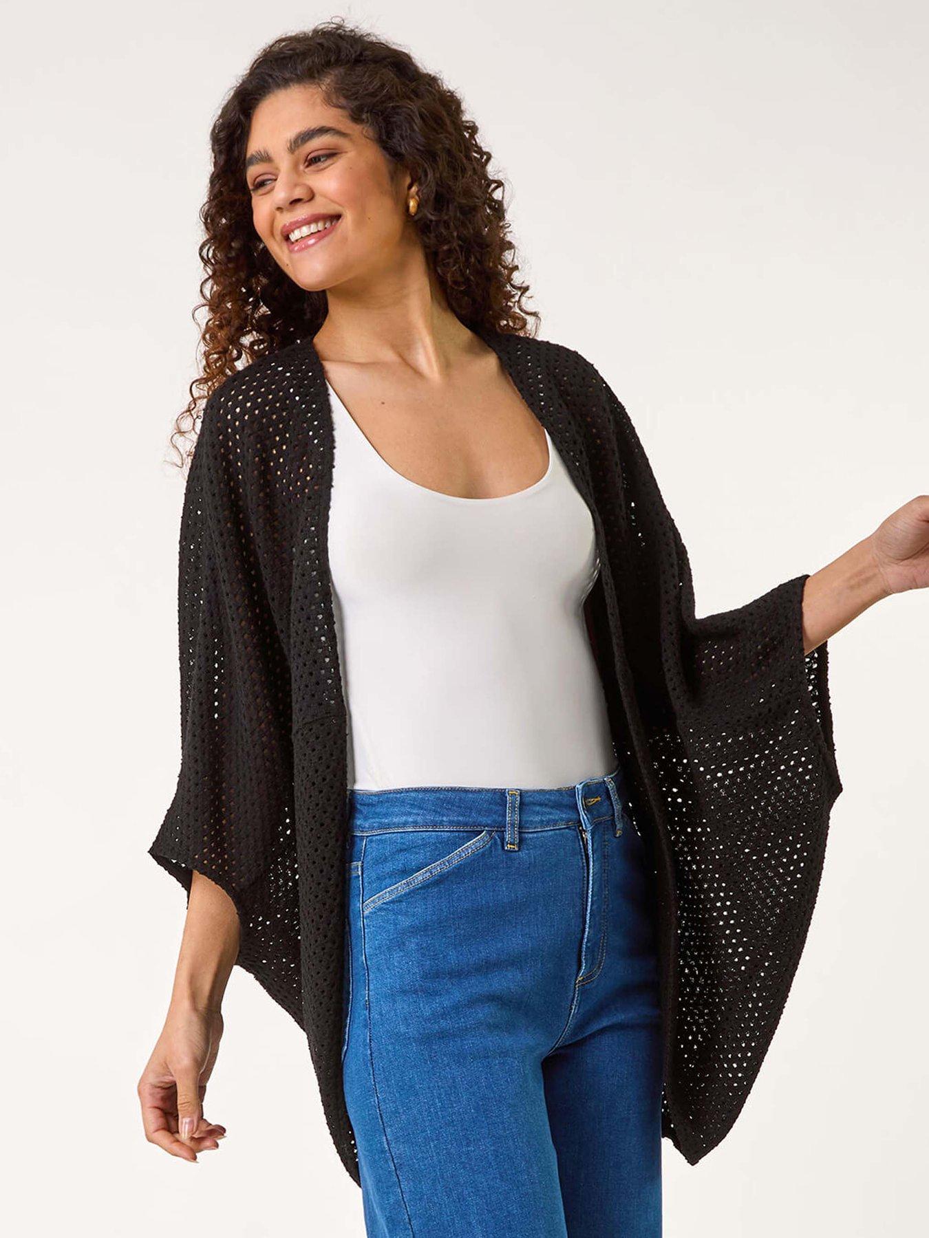 Image 3 of 5 of Roman Crochet Tunic Cardigan - Black