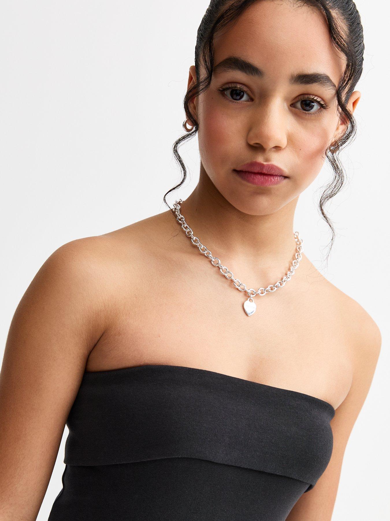 Image 3 of 3 of New Look 915 Girls Black Bandeau Fold Over Jersey Dress