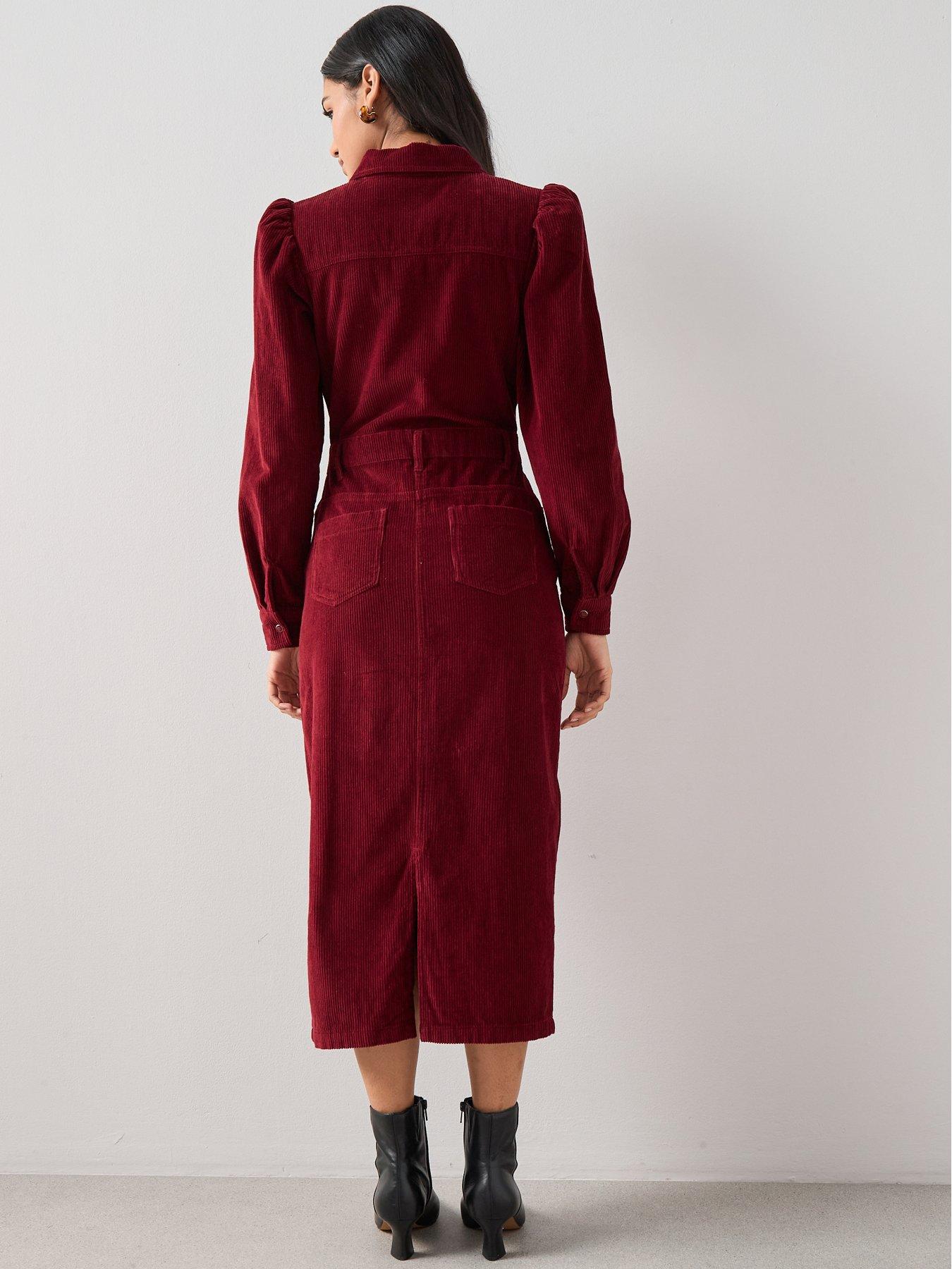 Image 2 of 6 of The Very Collection Cord Midaxi Dress - Red