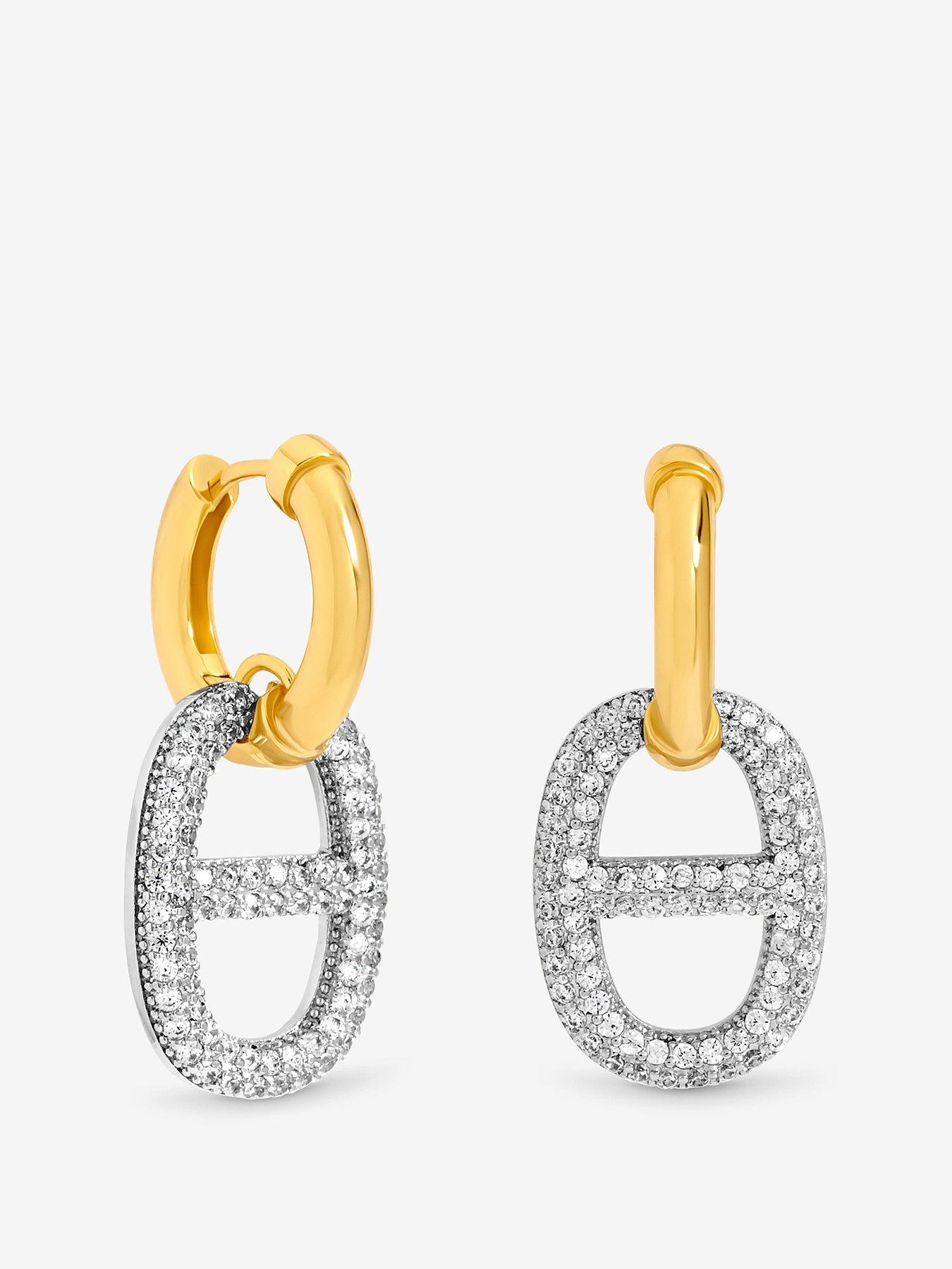 Jon Richard 18K Gold Plated And Crystal Link Drop Earrings - Multi