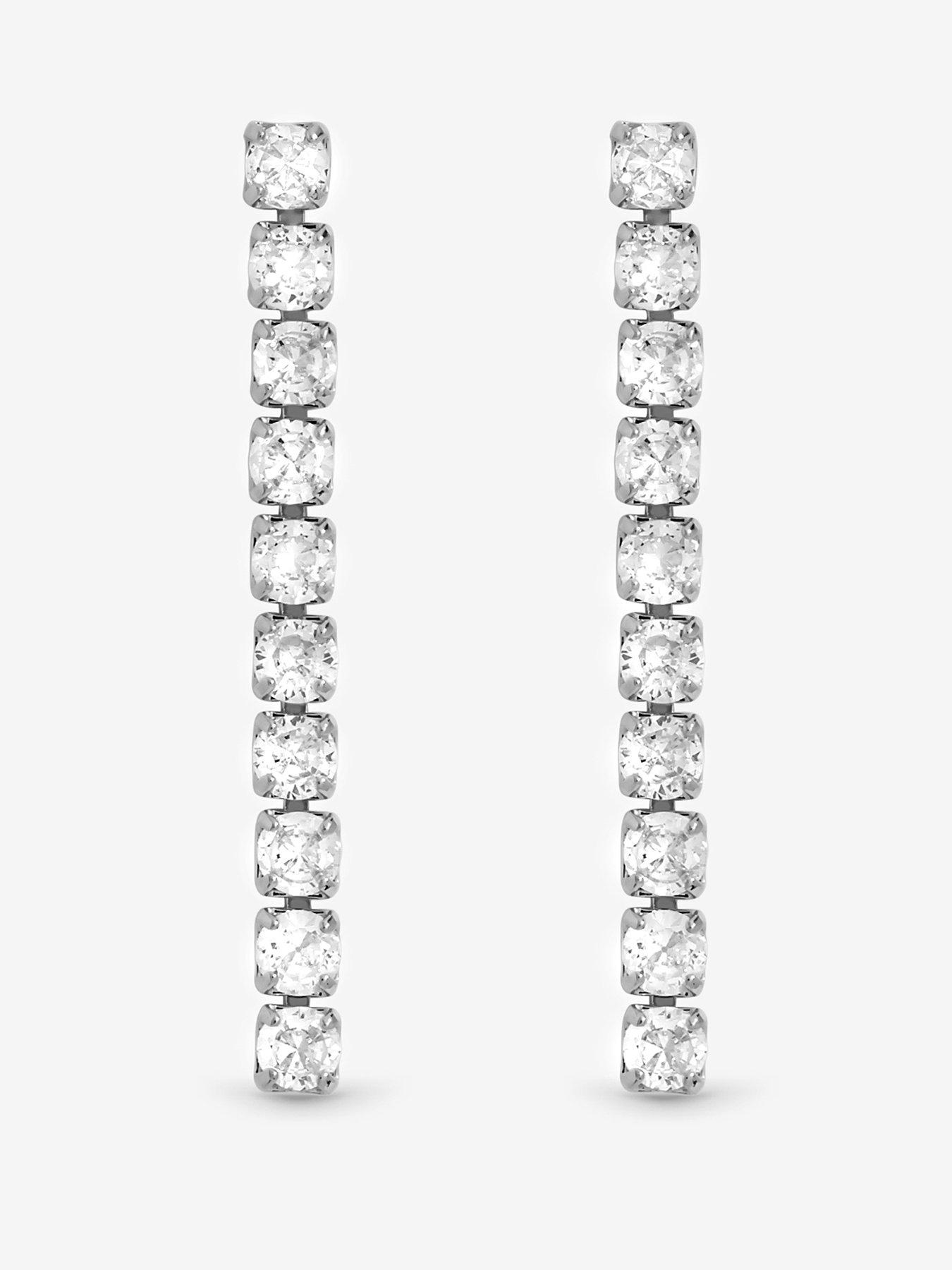 Jon Richard Rhodium Plated And Cubic Zirconia Round Tennis Earrings