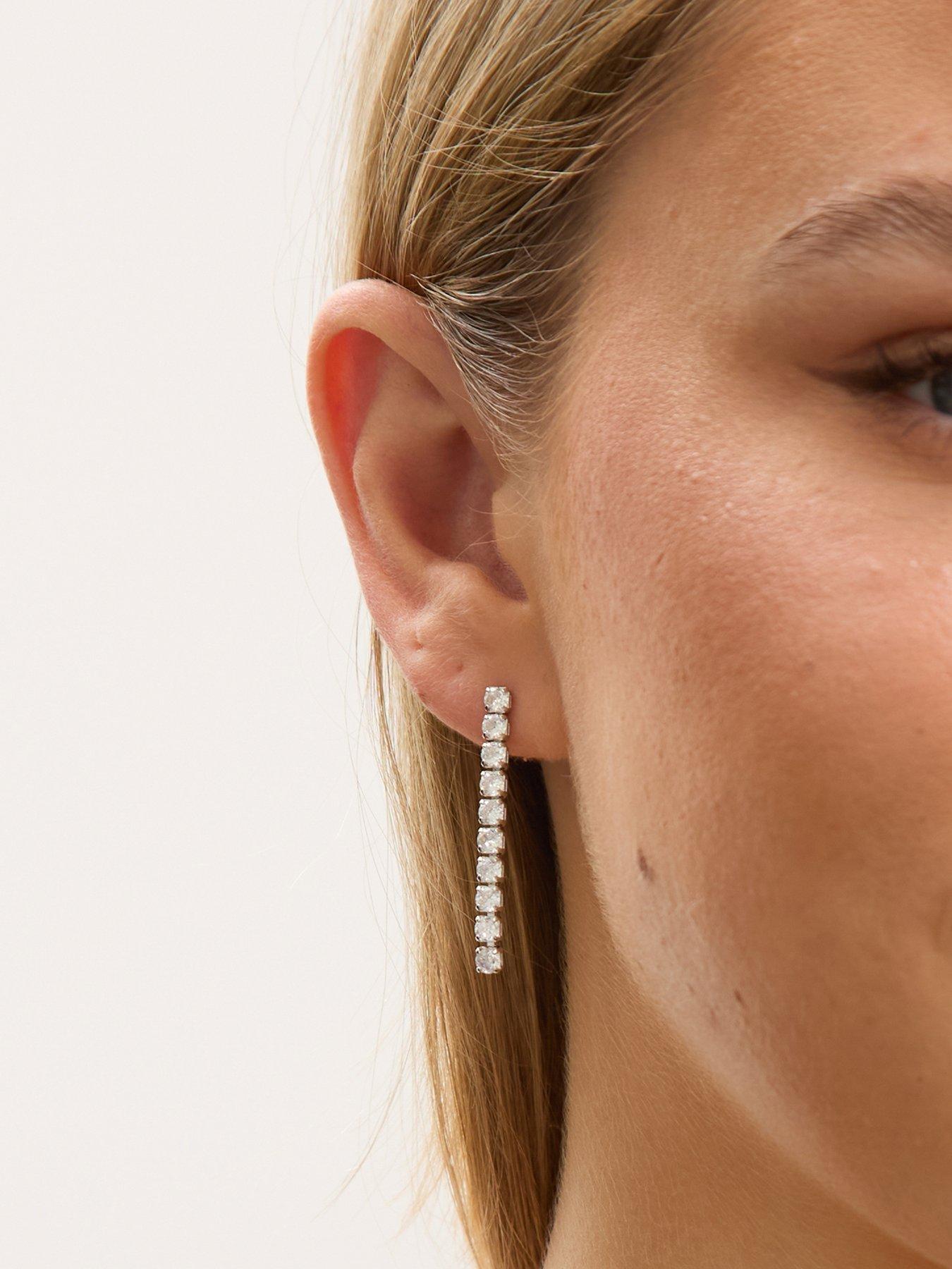  image of jon-richard-rhodium-plated-and-cubic-zirconia-round-tennis-earrings
