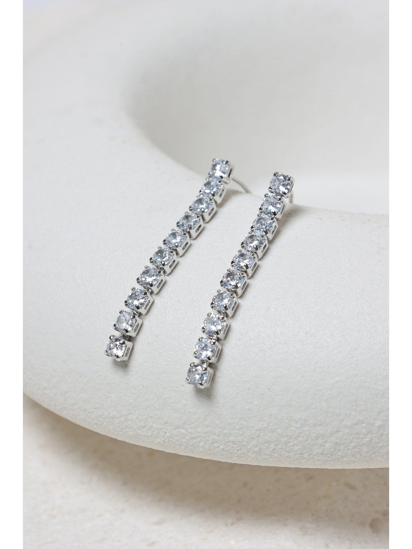  image of jon-richard-rhodium-plated-and-cubic-zirconia-round-tennis-earrings