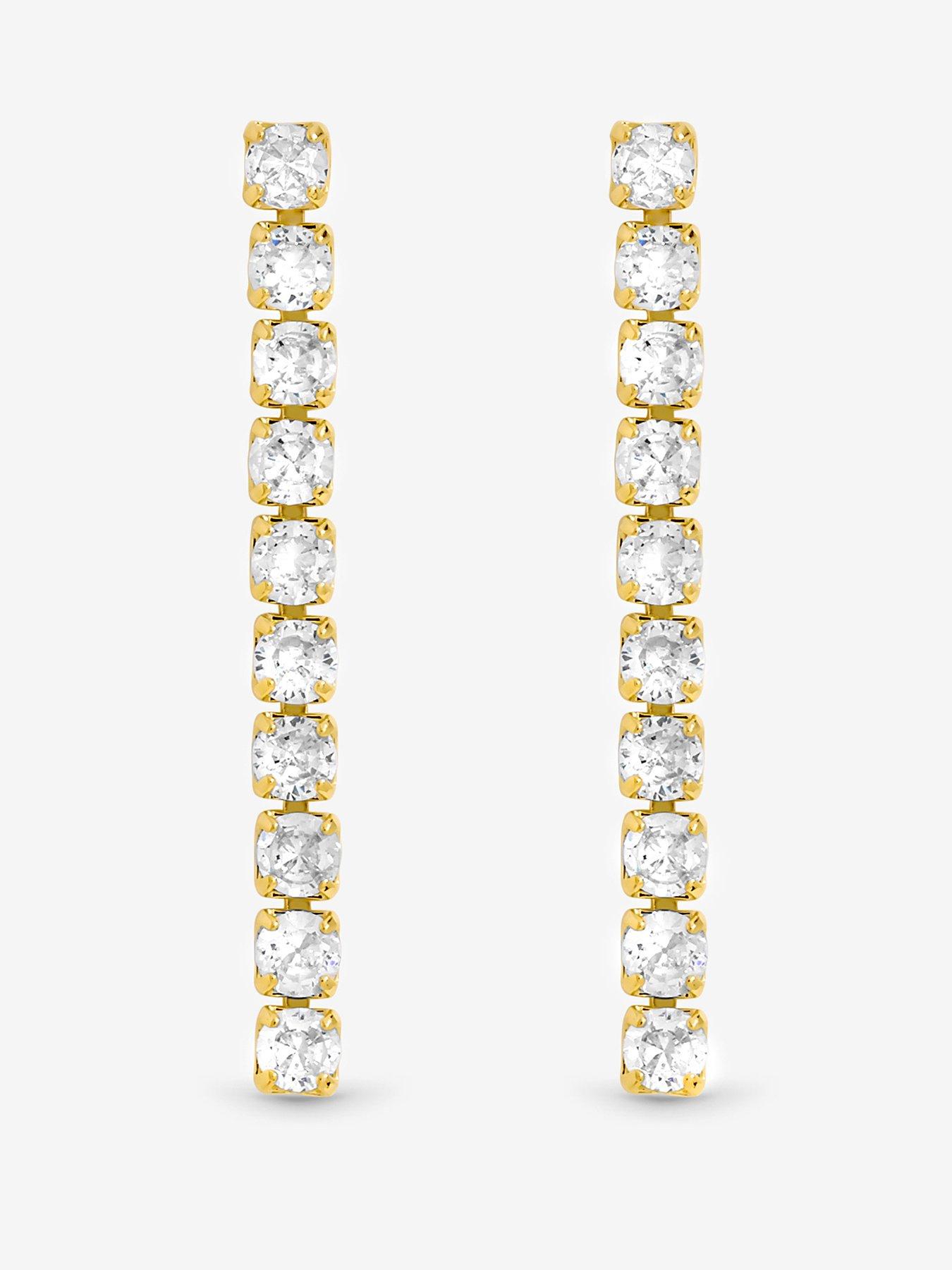 Image 1 of 5 of Jon Richard Gold Plated And Cubic Zirconia Round Tennis Earrings - Gift Boxed