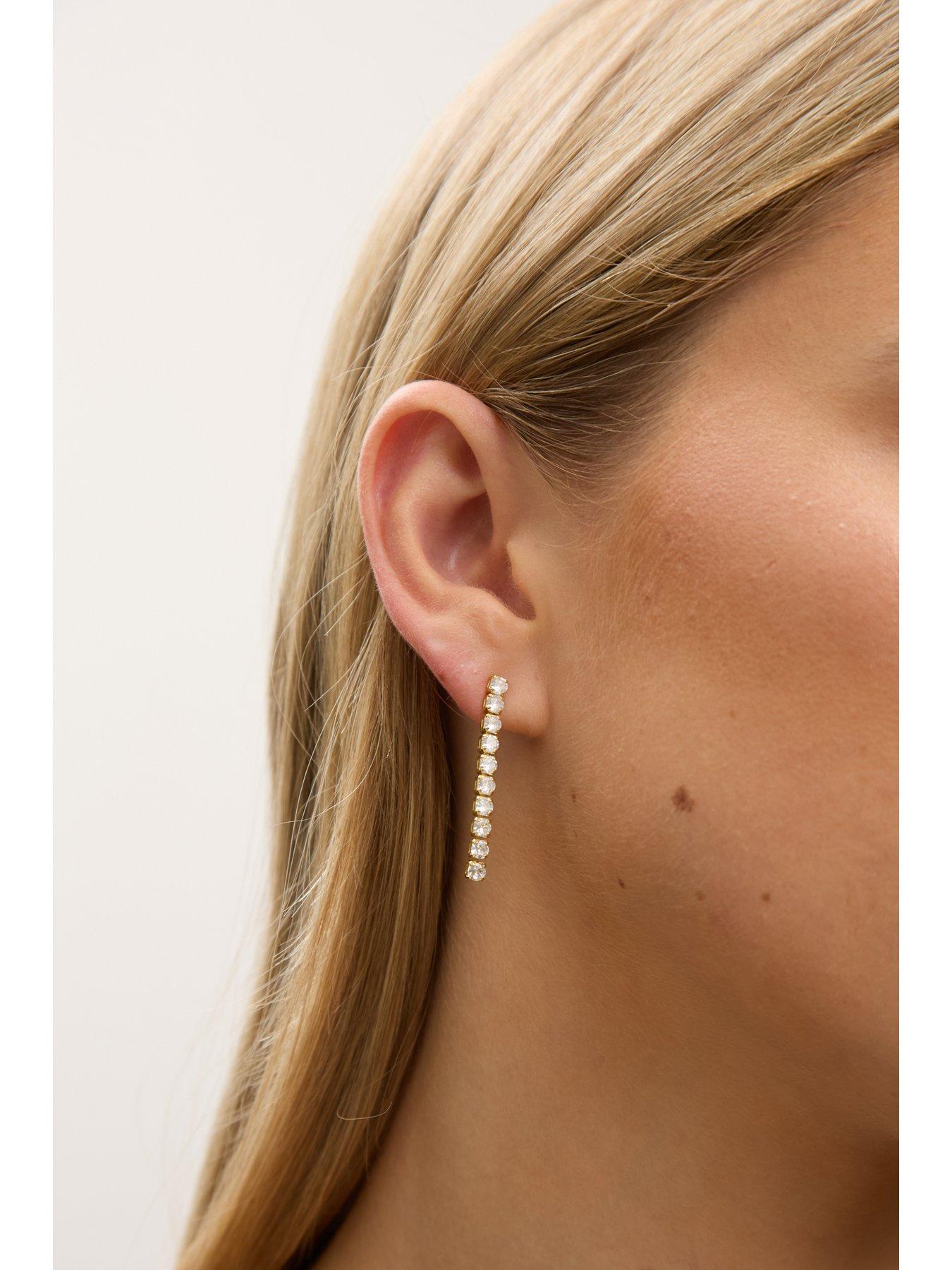  image of jon-richard-gold-plated-and-cubic-zirconia-round-tennis-earrings-gift-boxed