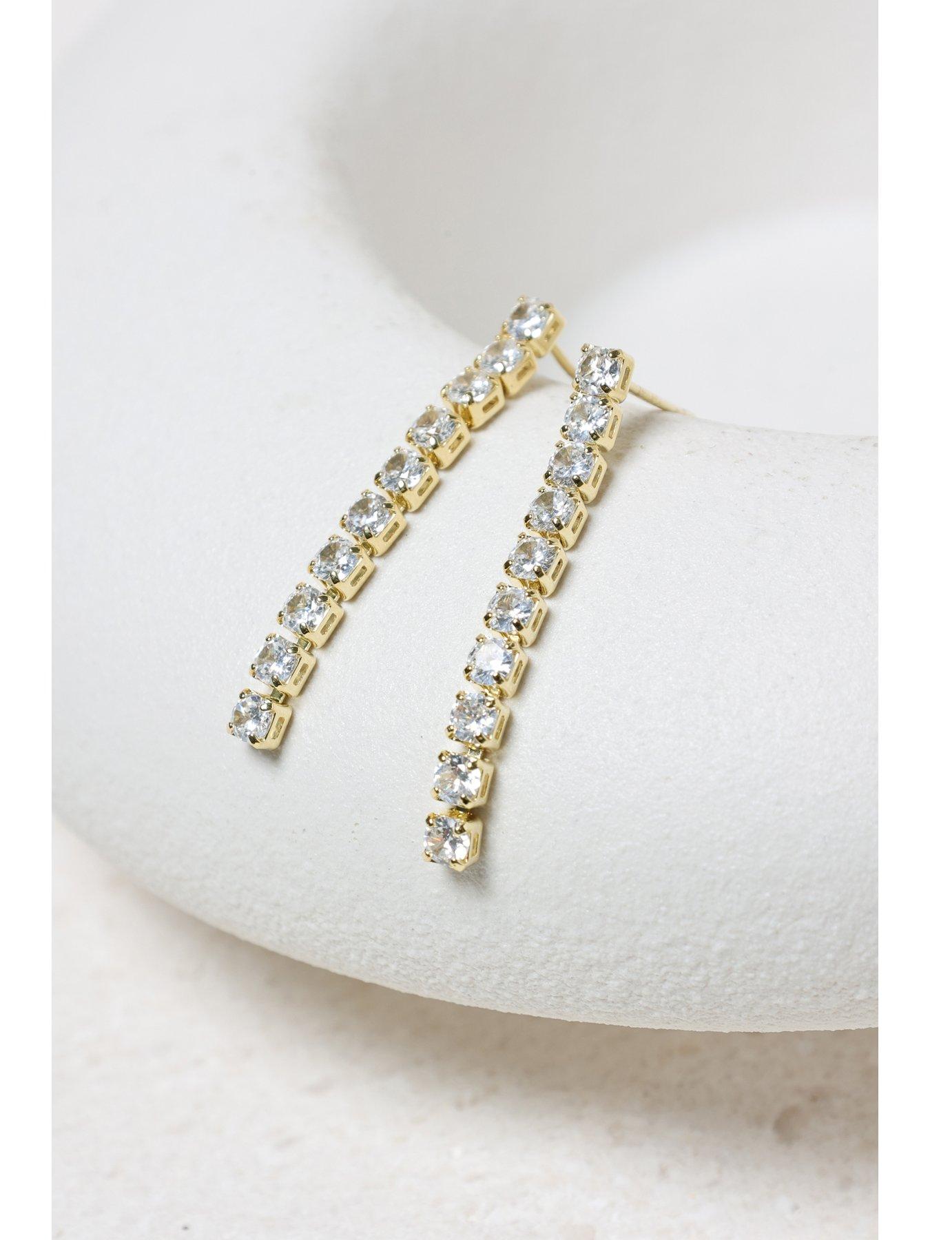  image of jon-richard-gold-plated-and-cubic-zirconia-round-tennis-earrings-gift-boxed