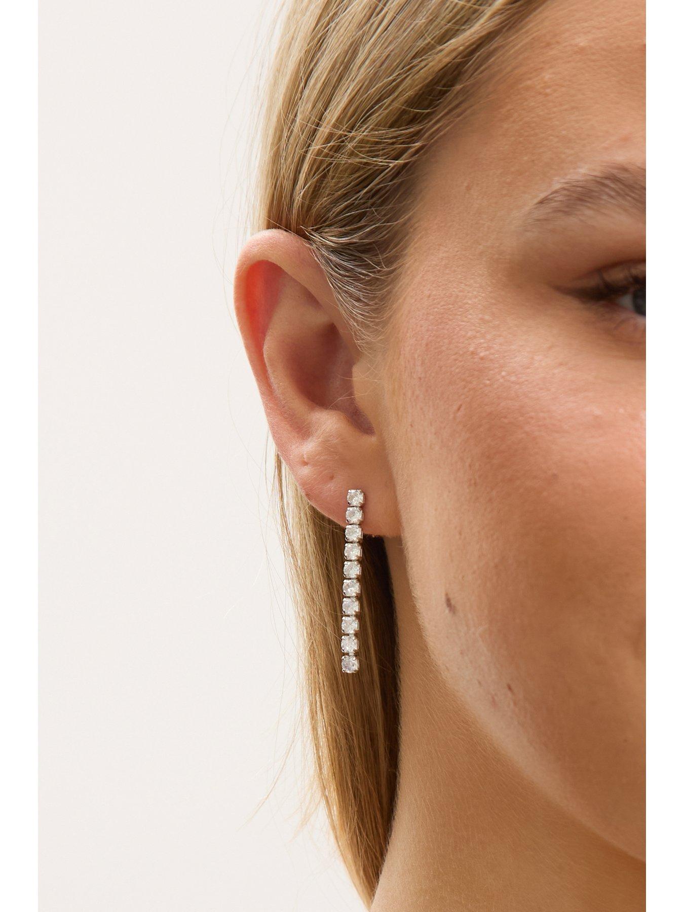  image of jon-richard-gold-plated-and-cubic-zirconia-round-tennis-earrings-gift-boxed