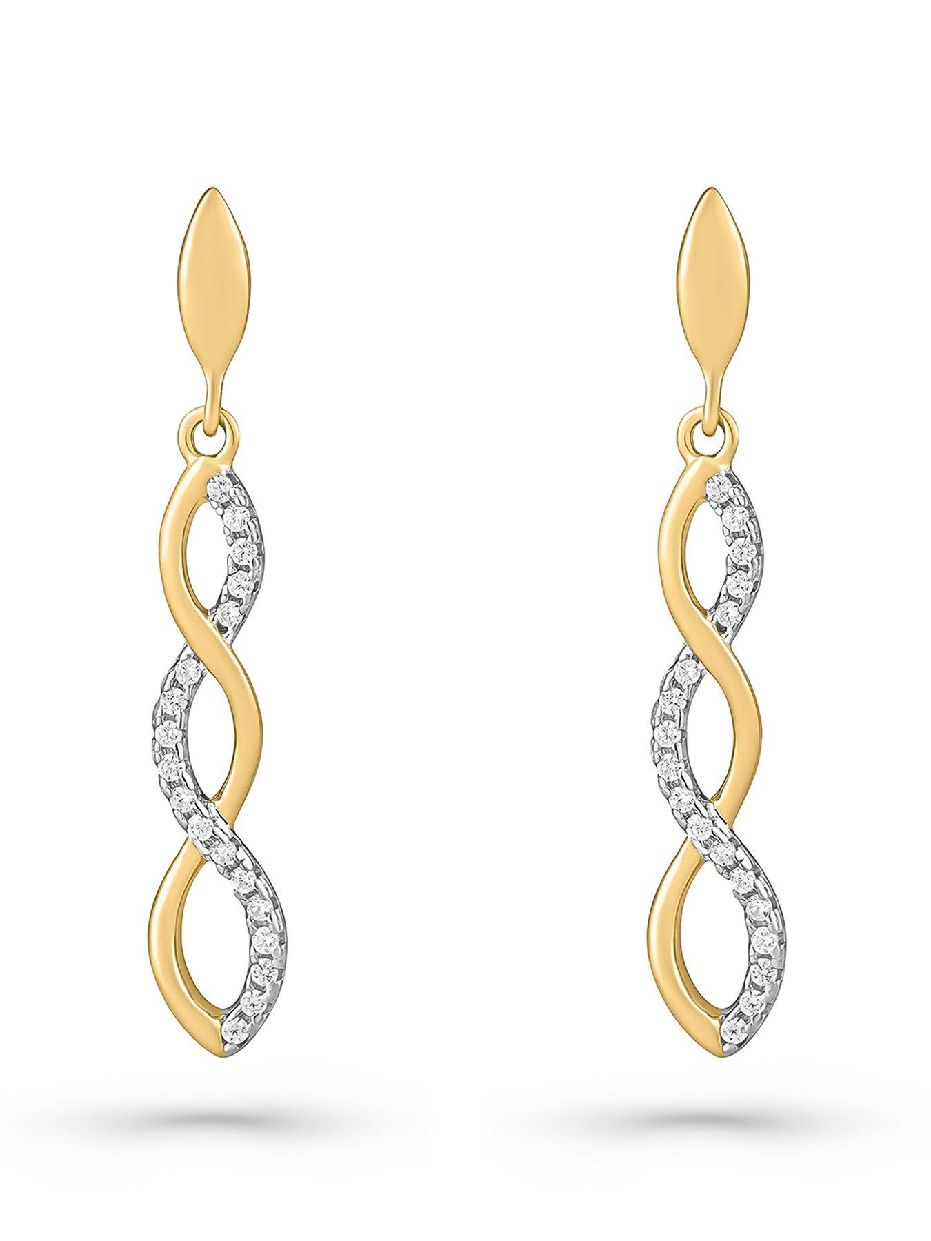  image of beaverbrooks-gold-plated-cubic-zirconia-infinity-drop-earrings