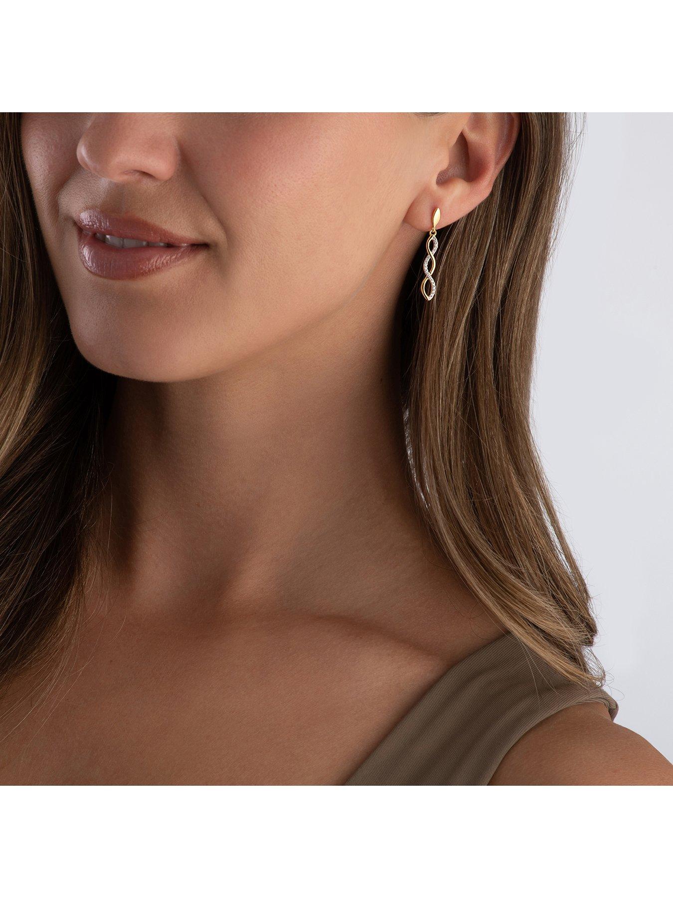  image of beaverbrooks-gold-plated-cubic-zirconia-infinity-drop-earrings