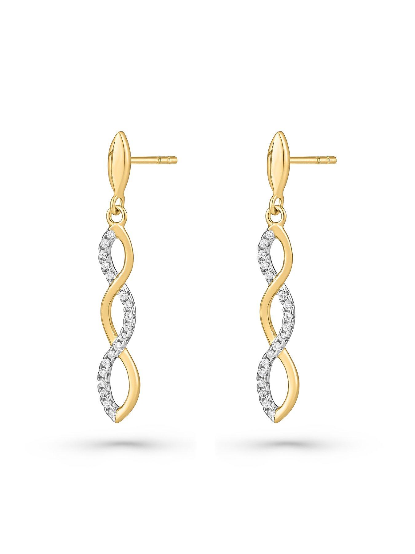  image of beaverbrooks-gold-plated-cubic-zirconia-infinity-drop-earrings