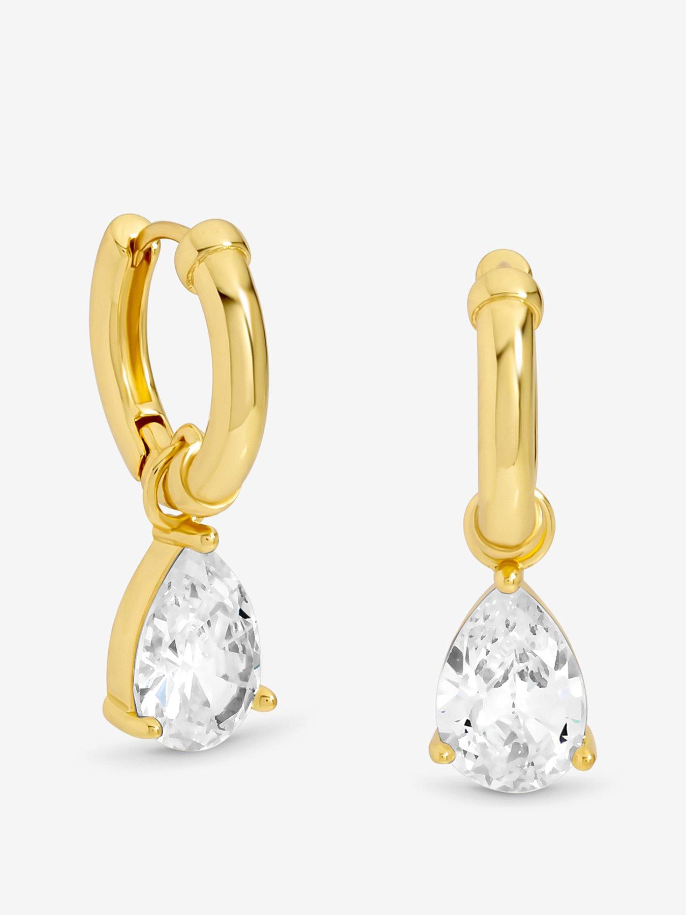 undefined 18K Gold Plated Chain And Cubic Zirconia Peardrop Earrings