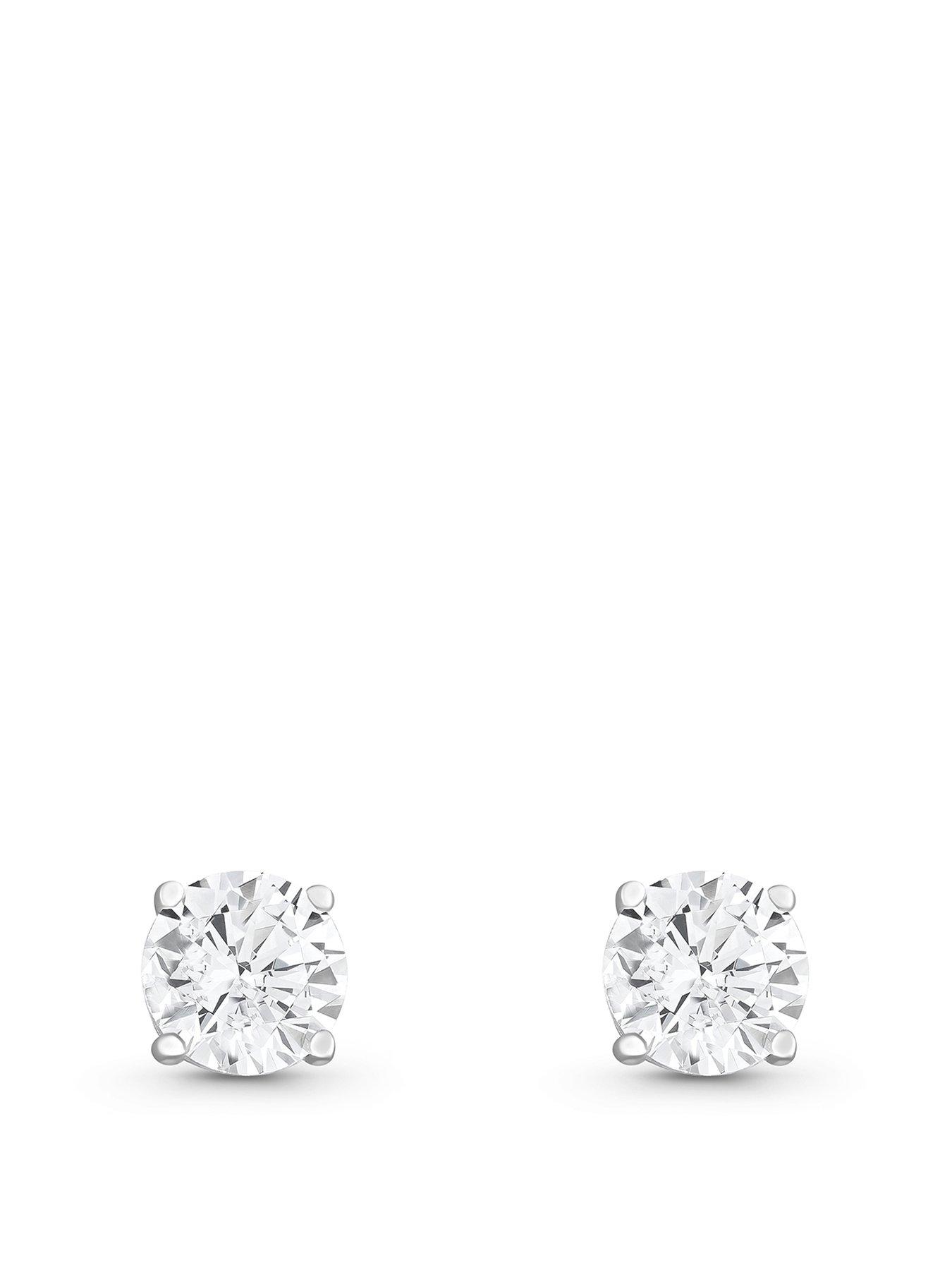 image of beaverbrooks-9ct-white-gold-cubic-zirconia-stud-earrings