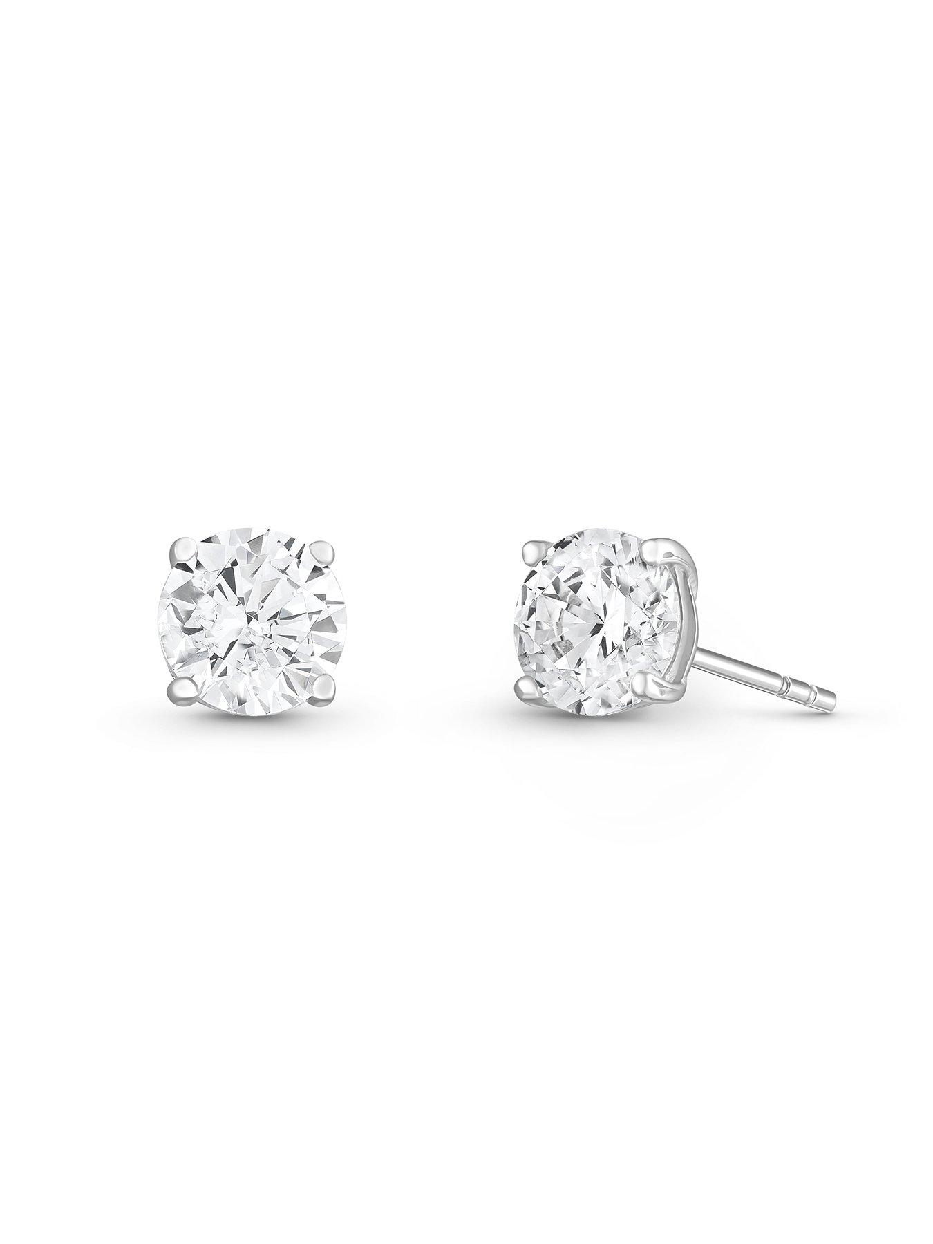  image of beaverbrooks-9ct-white-gold-cubic-zirconia-stud-earrings