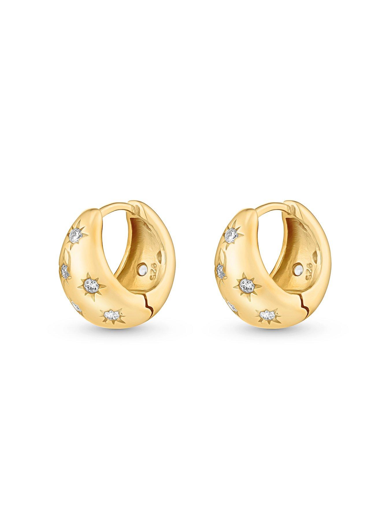  image of beaverbrooks-gold-plated-cubic-zirconia-huggie-hoop-earrings