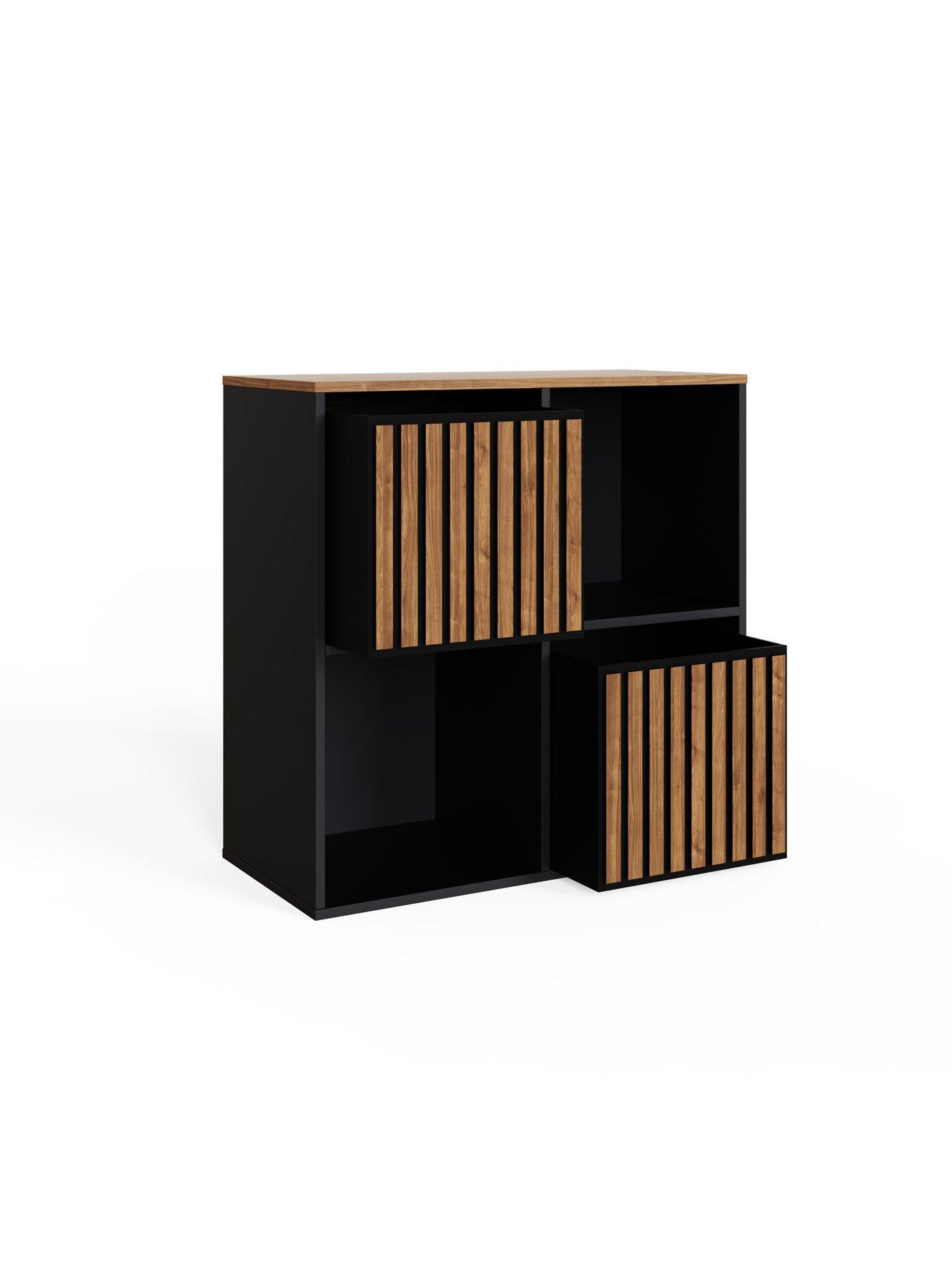 Image 4 of 7 of GFW Kube 2 x 2 Storage Unit&nbsp;- Black/Walnut
