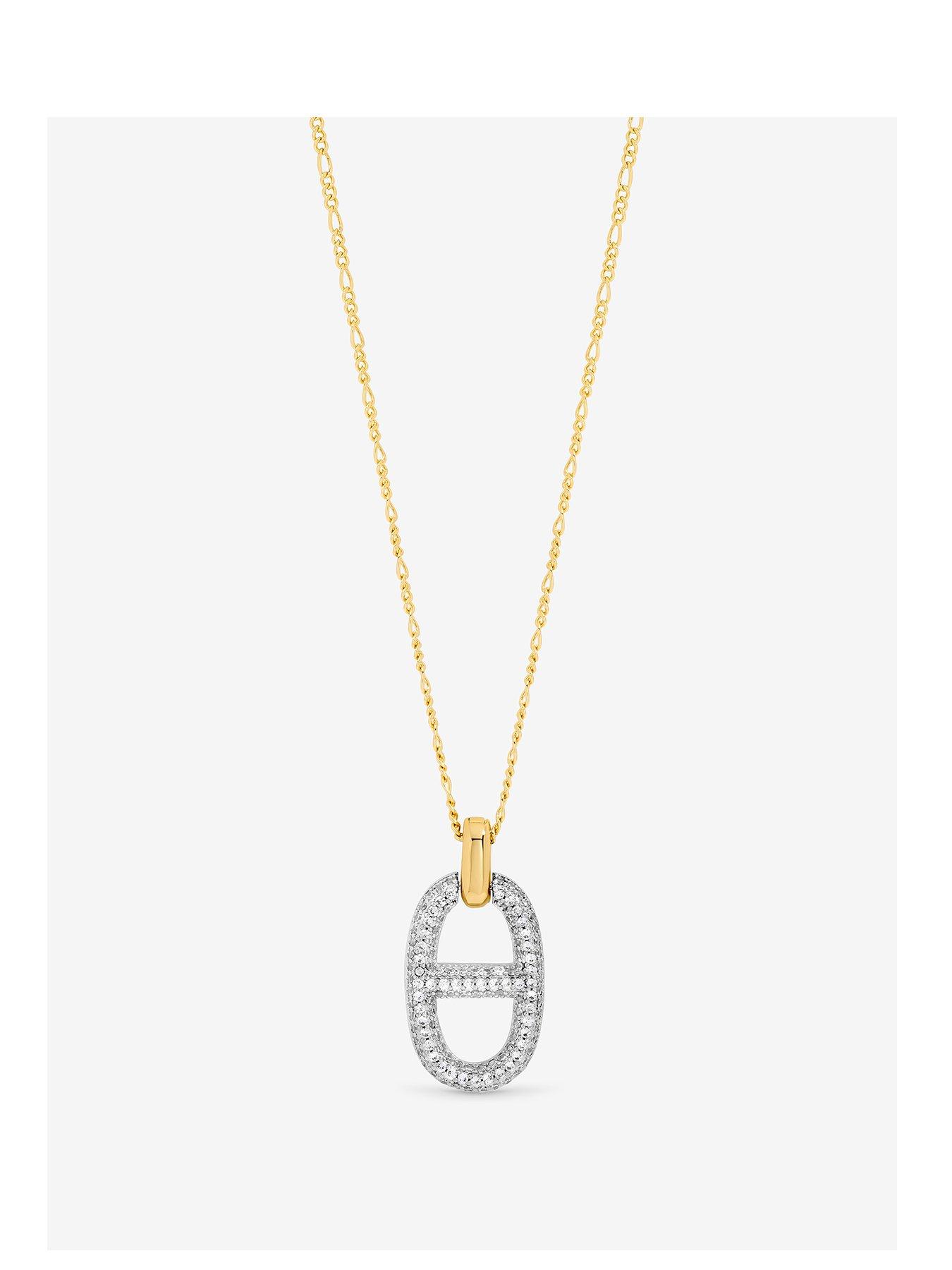 undefined 18K Gold Plated 2-Tone Pave Link Necklace