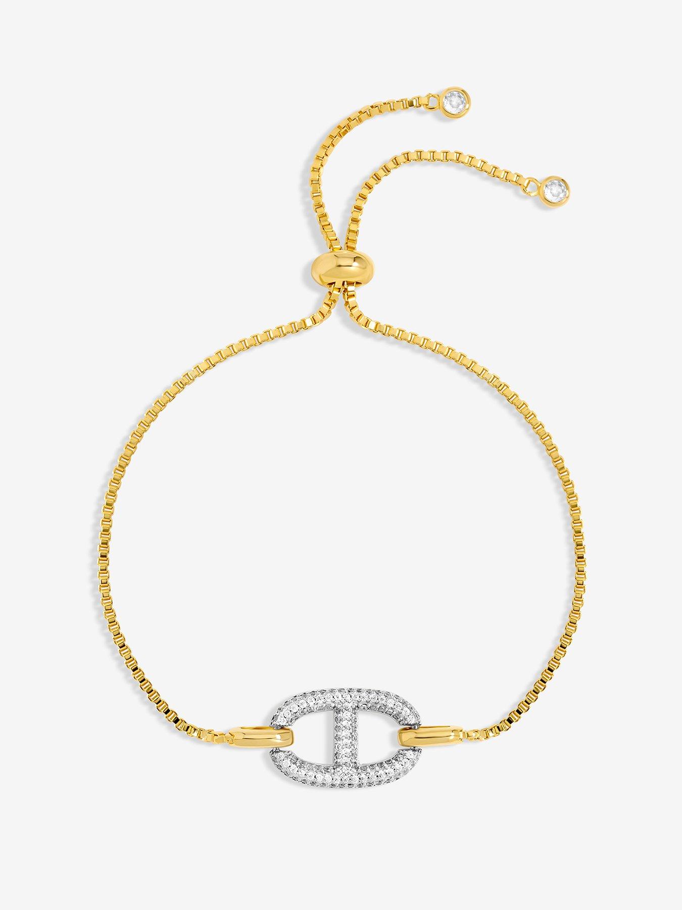 undefined 18K Gold Plated And Crystal Toggle Bracelet - Multi
