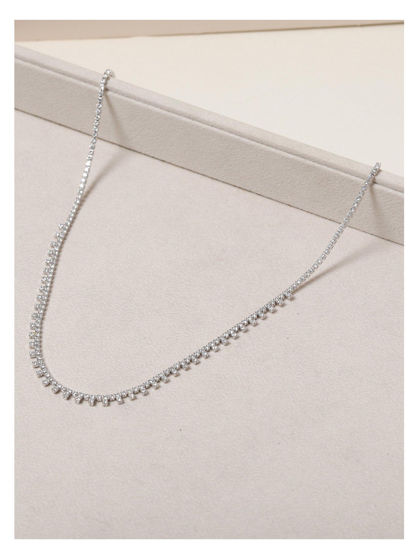 undefined Rhodium Plated Cubic Zirconia Fine Drop Necklace