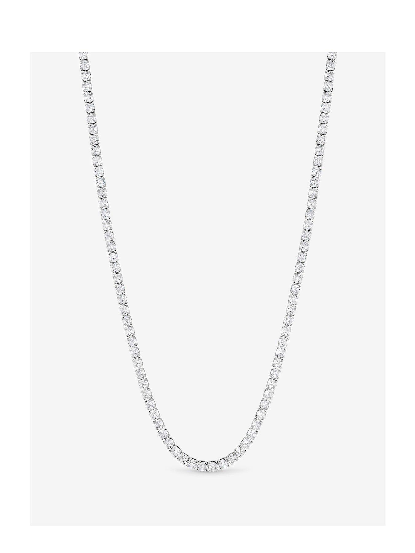 Jon Richard Rhodium Plated And Cubic Zirconia Round Tennis Necklace