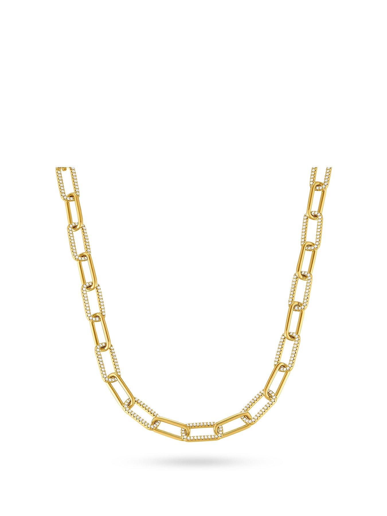 undefined Gold Plated Cubic Zirconia Paperchain Necklace