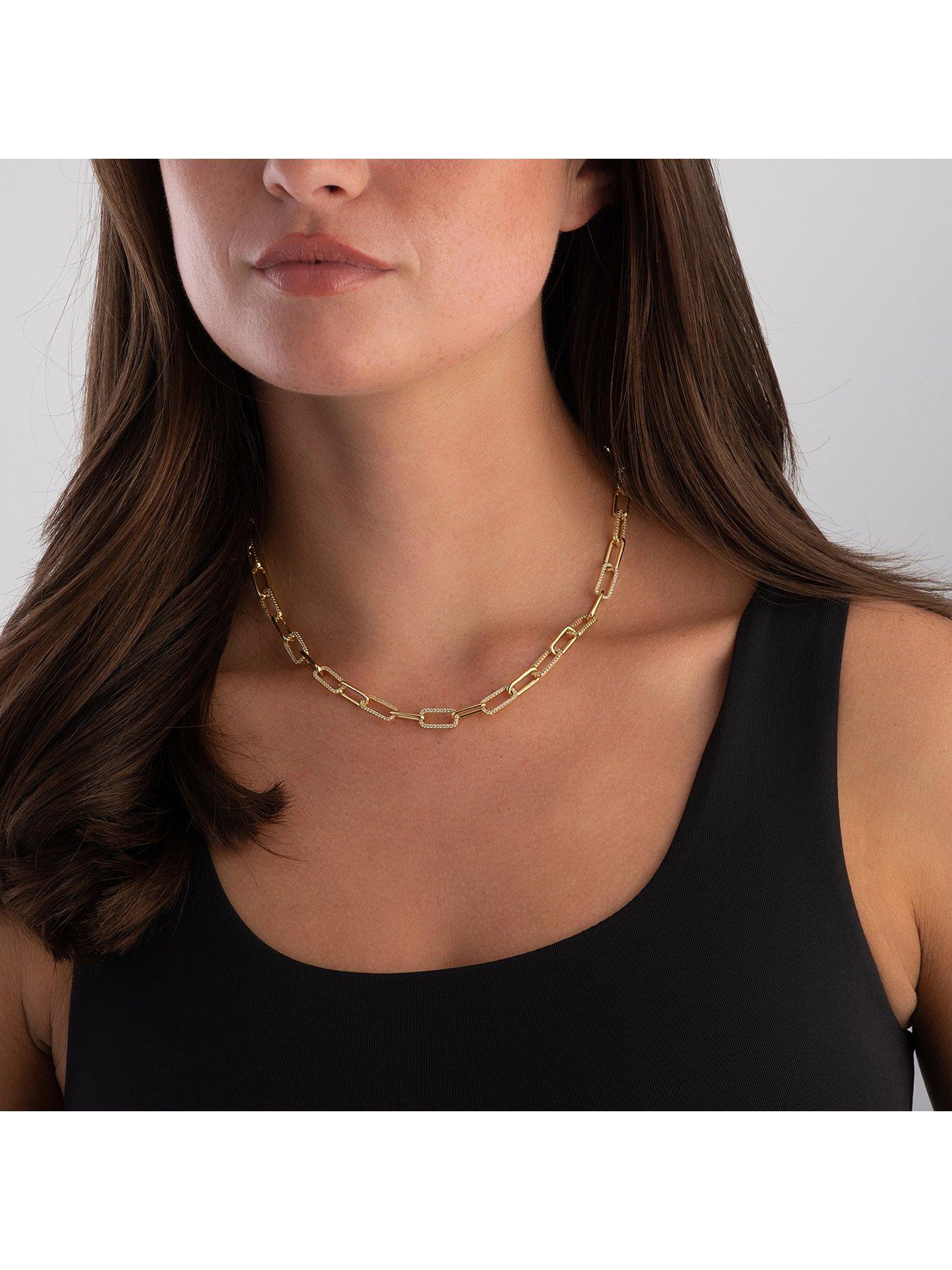 Image 2 of 4 of Beaverbrooks Gold Plated Cubic Zirconia Paperchain Necklace