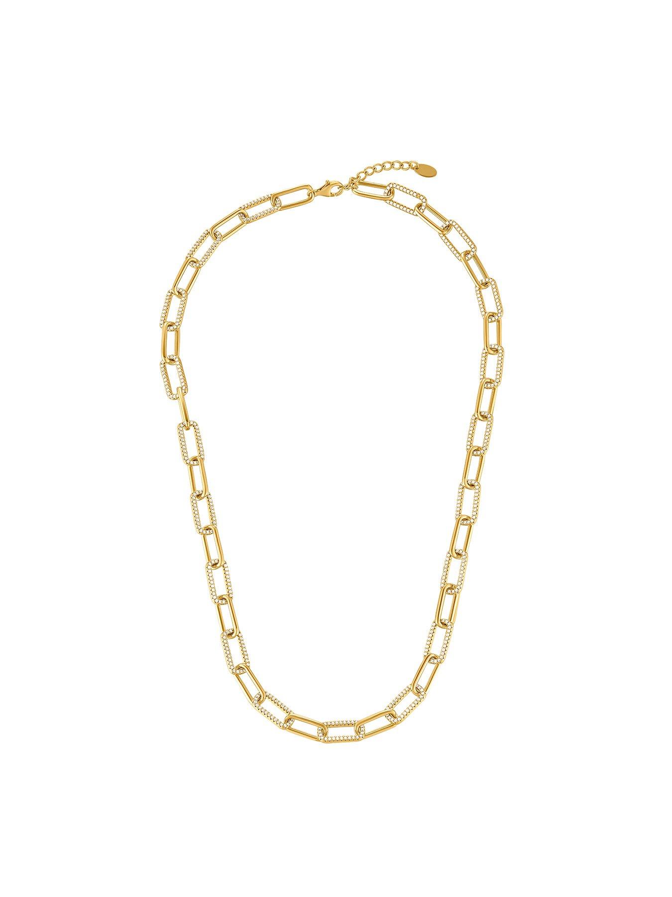 Image 3 of 4 of Beaverbrooks Gold Plated Cubic Zirconia Paperchain Necklace