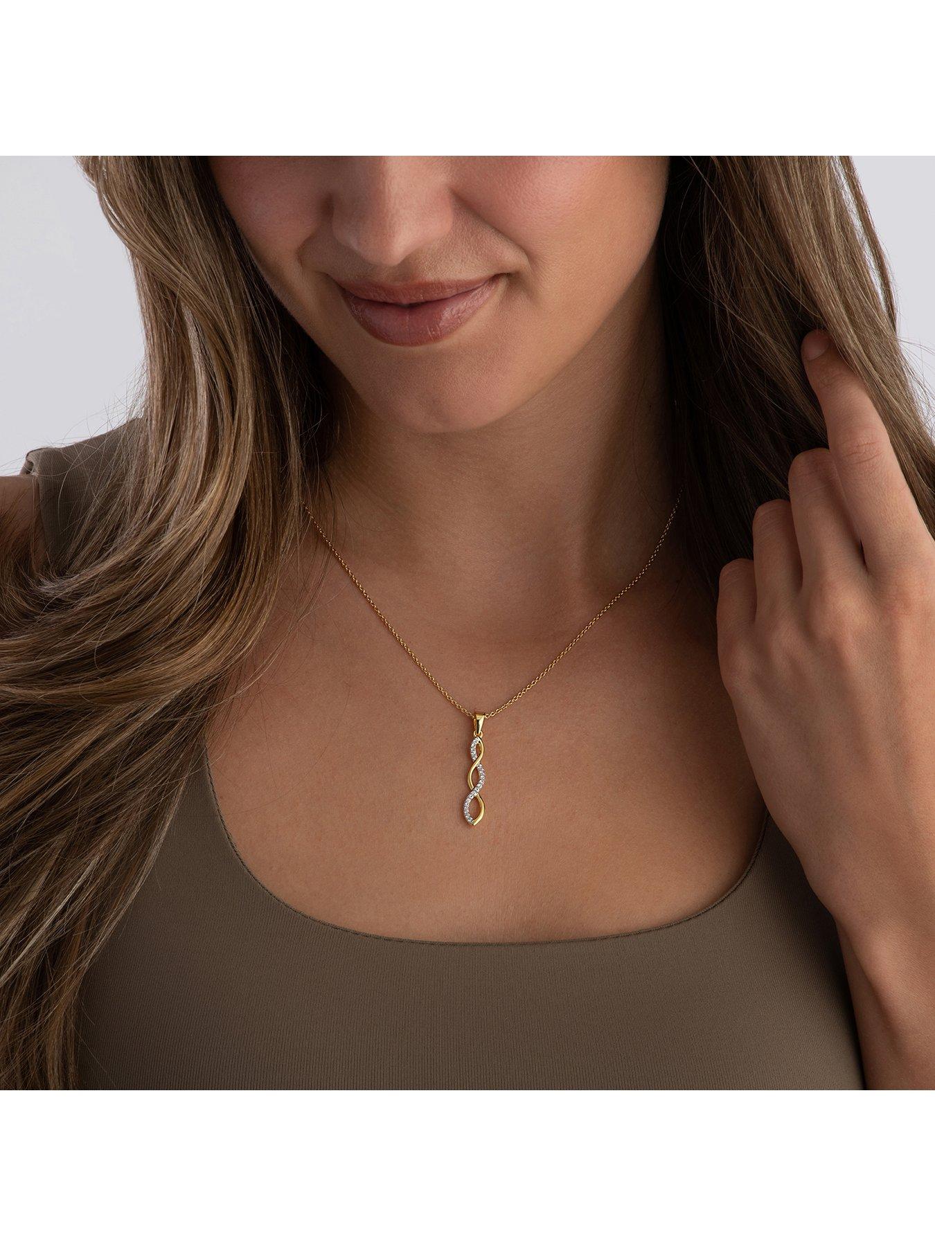  image of beaverbrooks-gold-plated-cubic-zirconia-infinity-drop-pendant