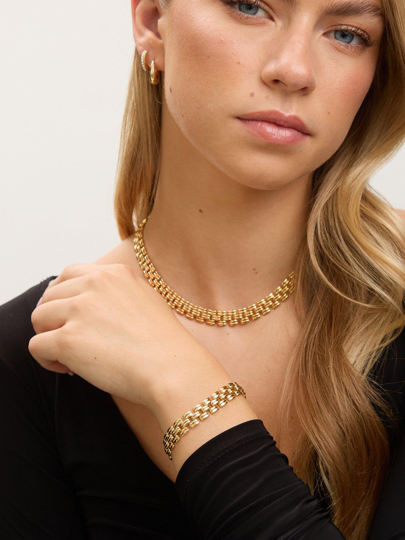  image of jon-richard-18k-gold-plated-gate-chain-necklace