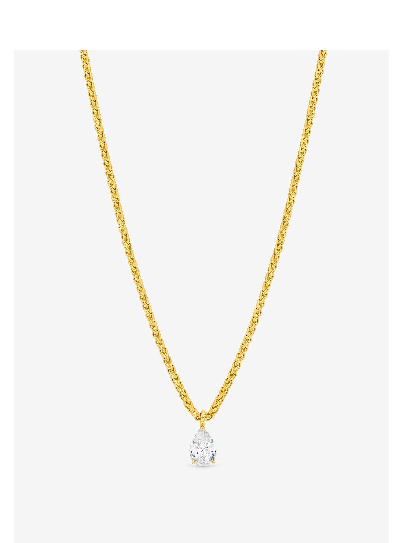 undefined 18K Gold Plated Chain And Cubic Zirconia Peardrop Necklace