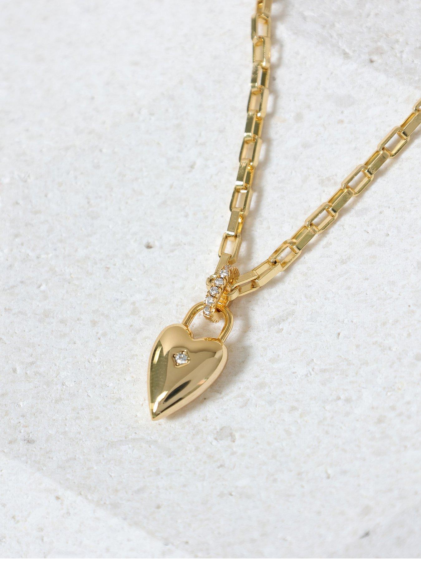 undefined 18K Gold Plated and Cubic Zirconia Heart Pendant