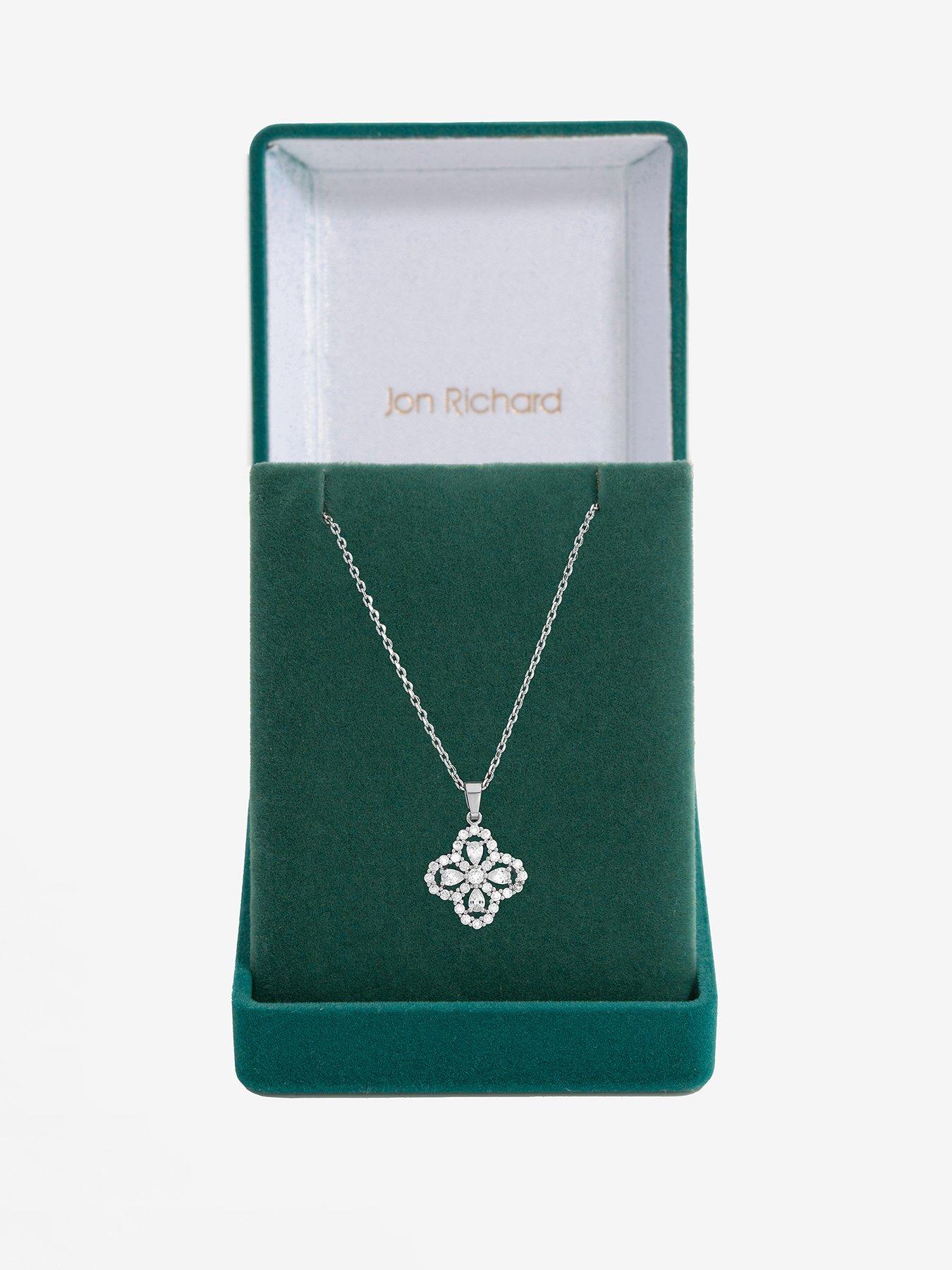 undefined Rhodium Plated And Cubic Zirconia Clover Pendant - Gift Box