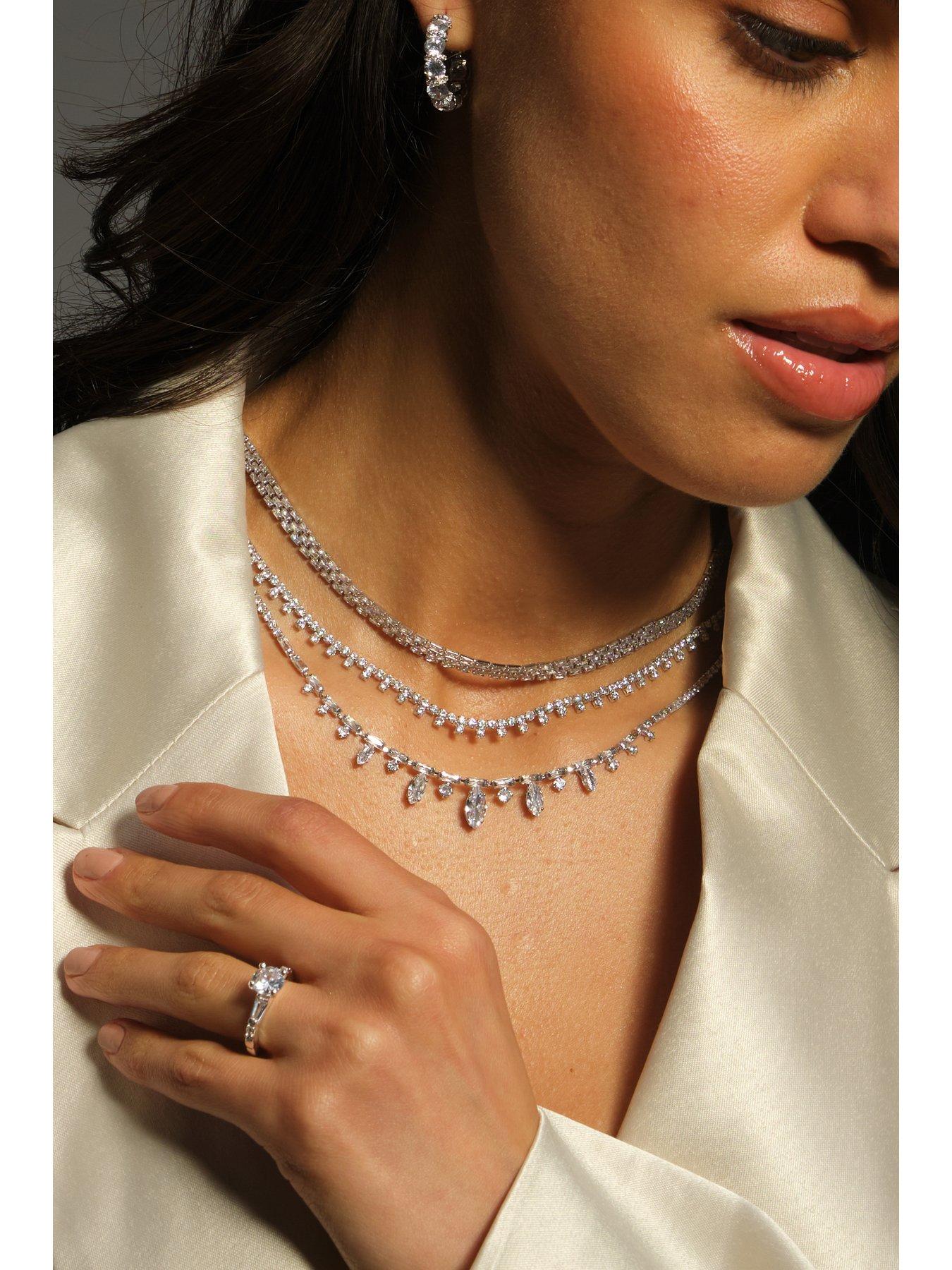 Image 3 of 3 of Jon Richard Rhodium Plated Cubic Zirconia Baguette Necklace