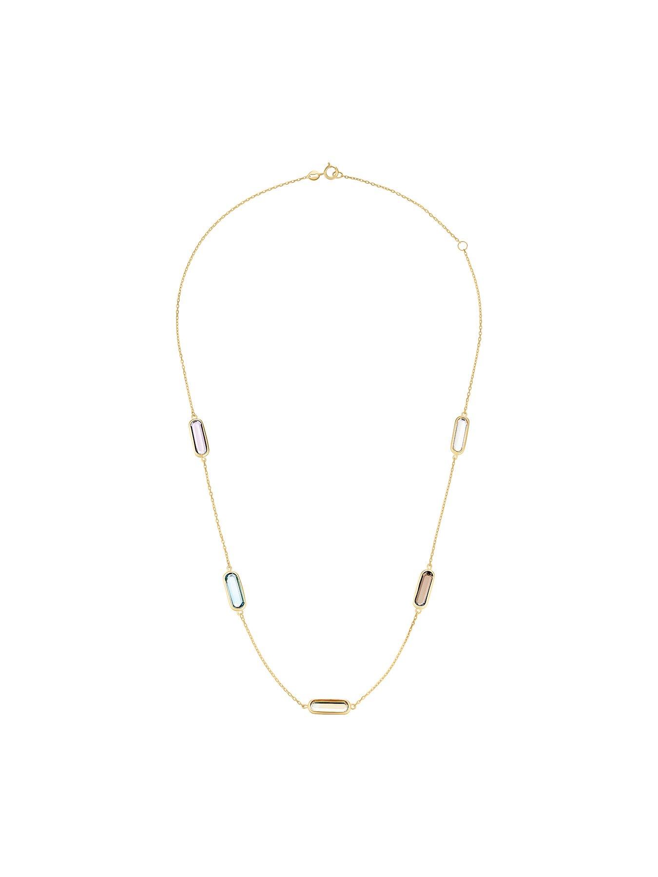 Image 3 of 4 of Beaverbrooks 9Ct Gold Multi-Coloured Cubic Zirconia Necklace