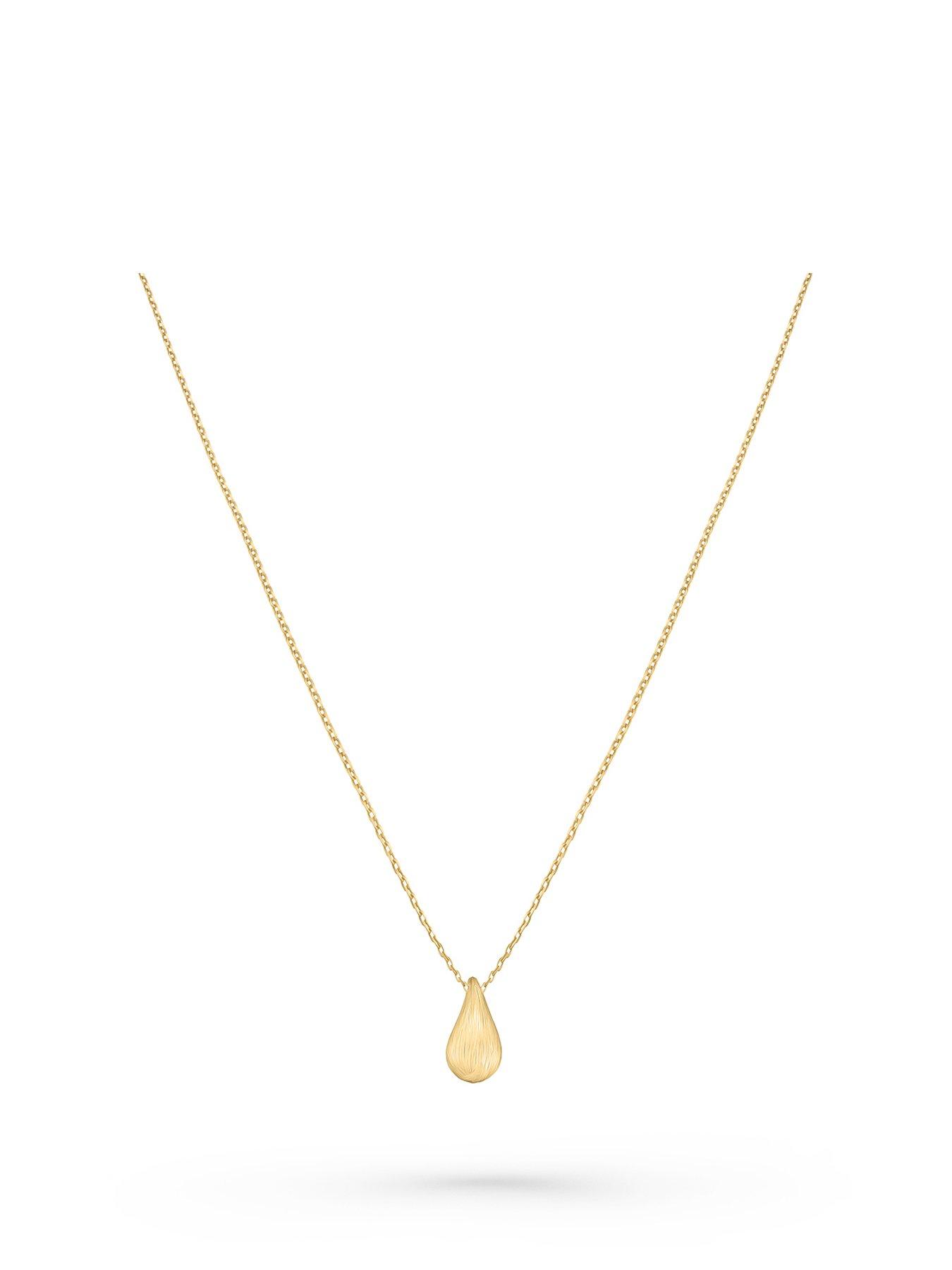 undefined 9Ct Gold Etched Teardrop Necklace