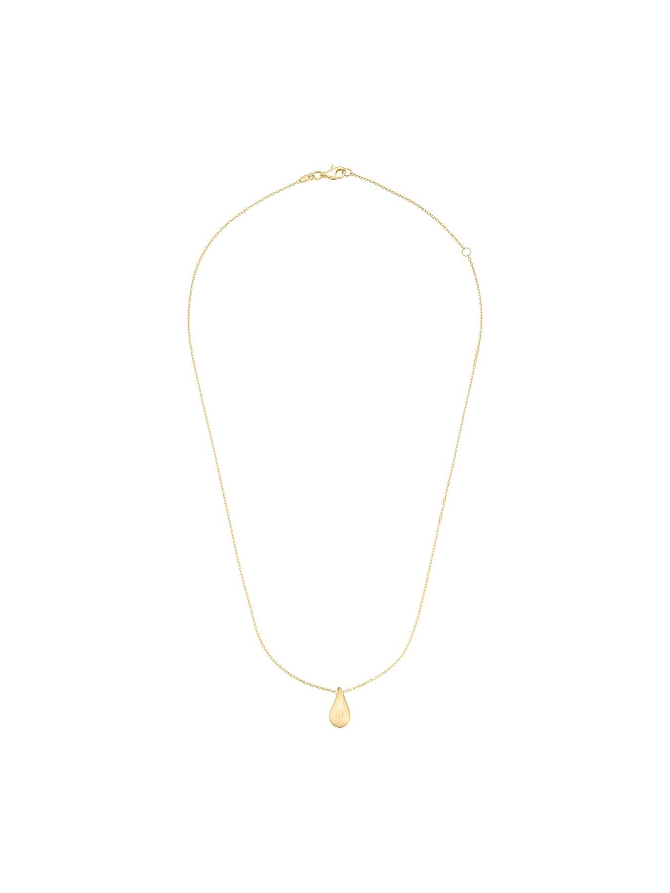 Image 3 of 4 of Beaverbrooks 9Ct Gold Etched Teardrop Necklace