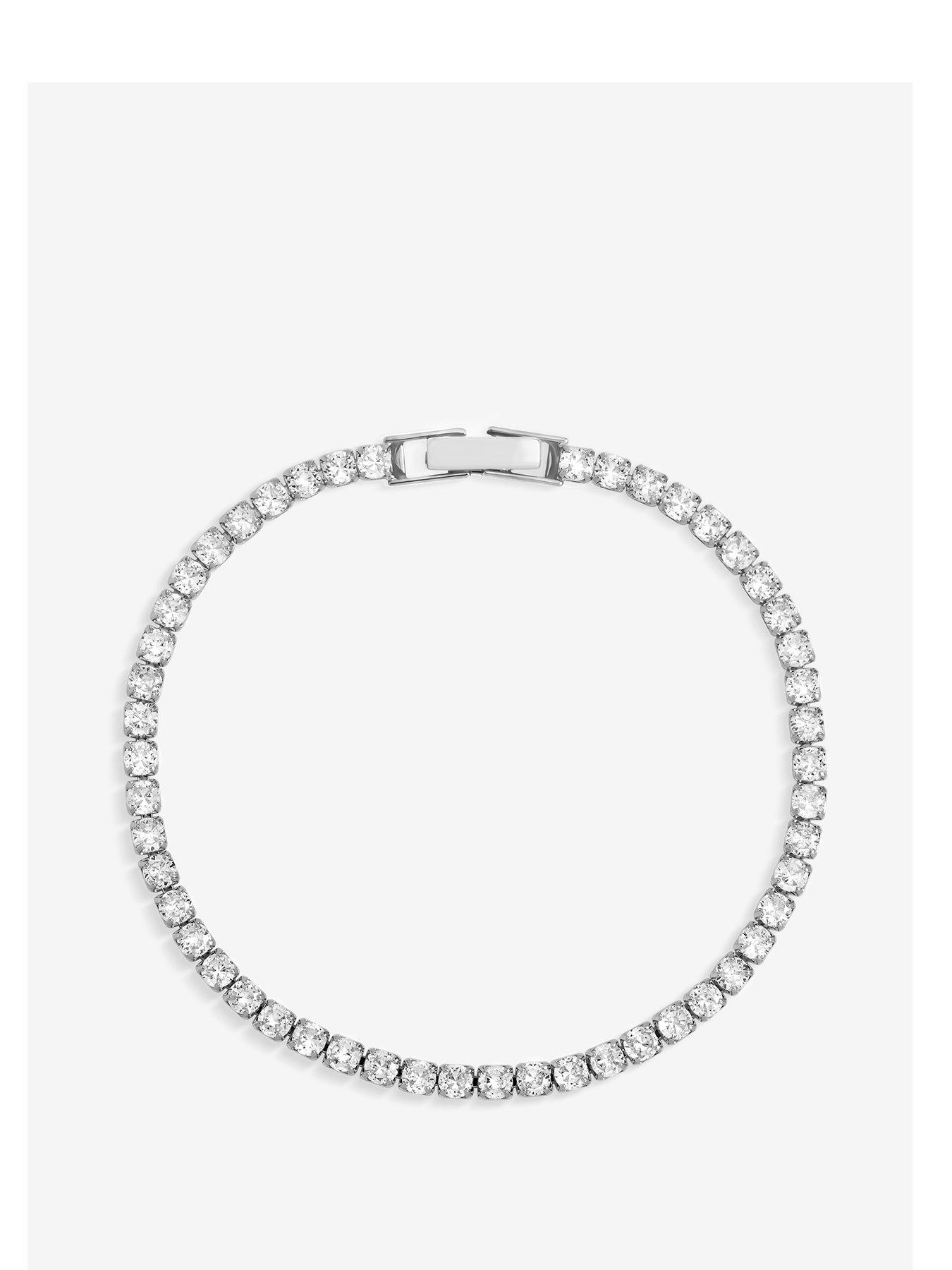 Image 1 of 4 of Jon Richard Rhodium Plated And Cubic Zirconia Round Tennis Bracelet