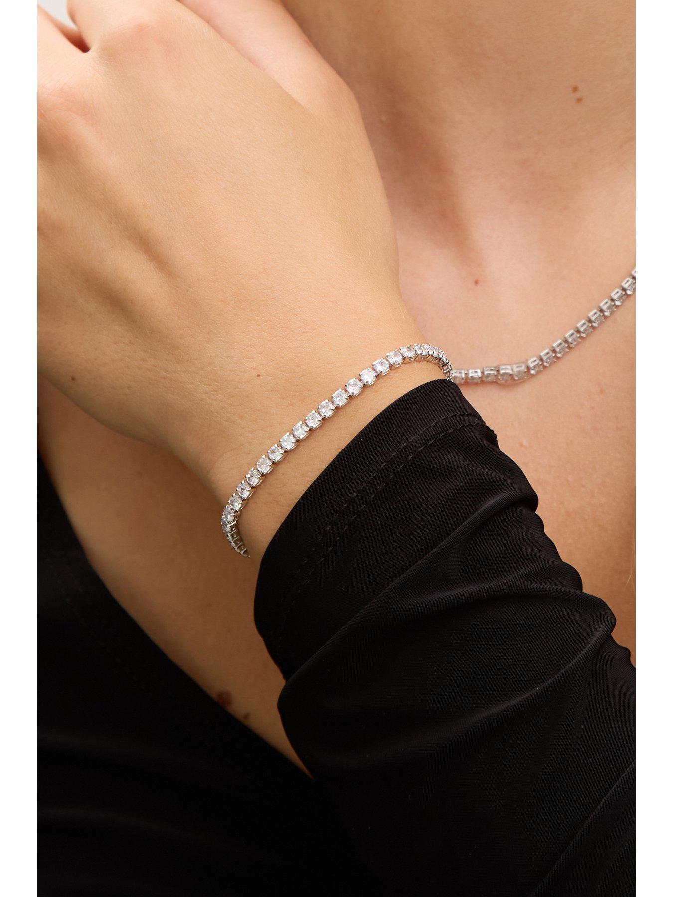 Image 2 of 4 of Jon Richard Rhodium Plated And Cubic Zirconia Round Tennis Bracelet