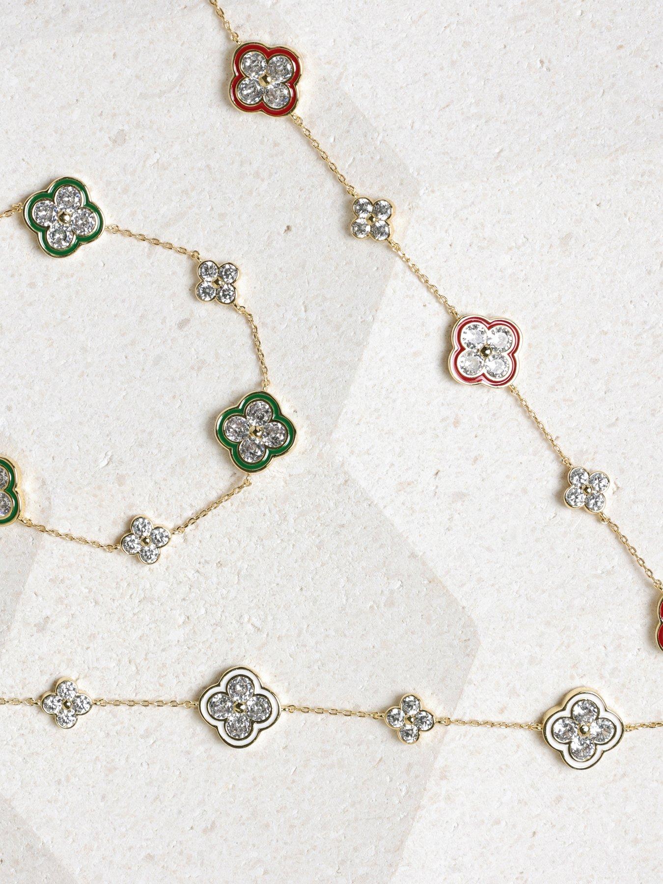 Image 4 of 4 of Jon Richard 14K Gold Plated Pave and Red Clover Bracelet