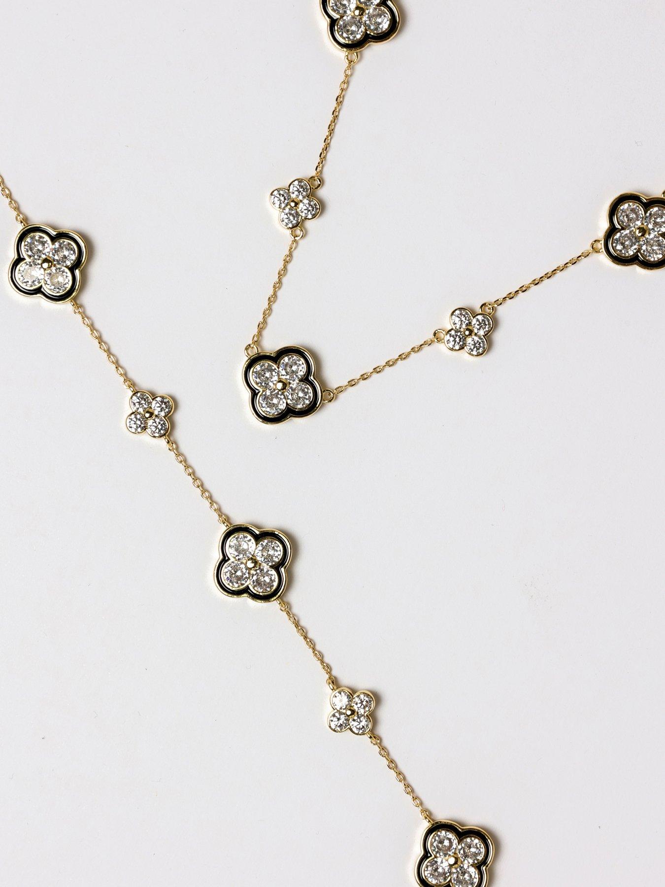  image of jon-richard-14k-gold-plated-jet-and-crystal-clover-bracelet-gift-box