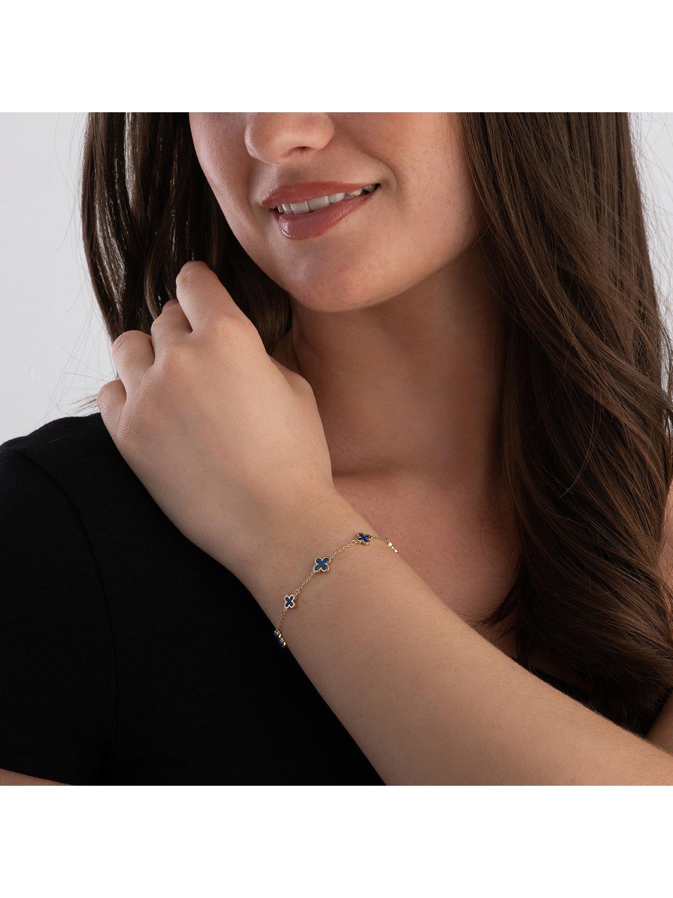 Image 2 of 4 of Beaverbrooks 9Ct Gold Lapis Clover Bracelet - One Colour