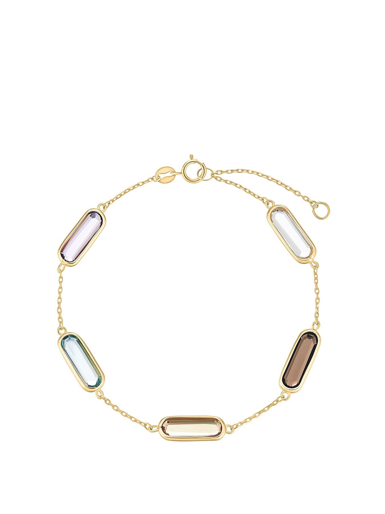  image of beaverbrooks-9ct-gold-multi-coloured-cubic-zirconia-bracelet