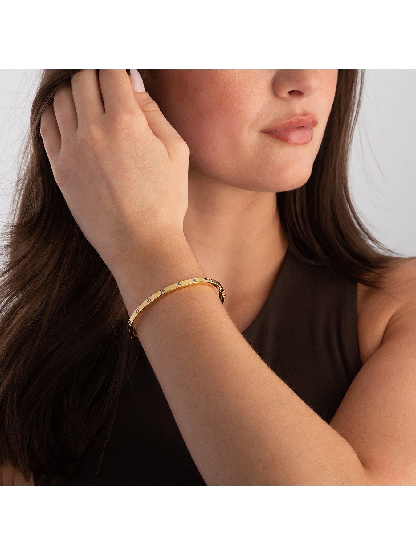  image of beaverbrooks-gold-plated-cubic-zirconia-bangle