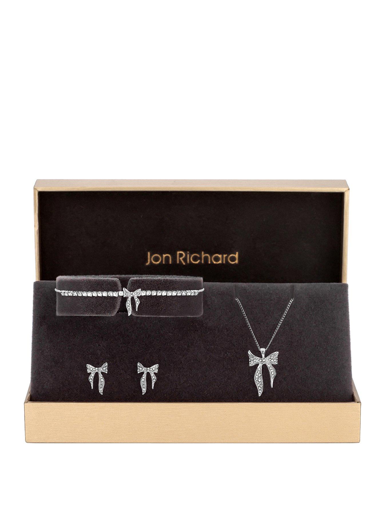 Image 2 of 8 of Jon Richard Silver Plated and Pave Bow Trio Set - Gift Box